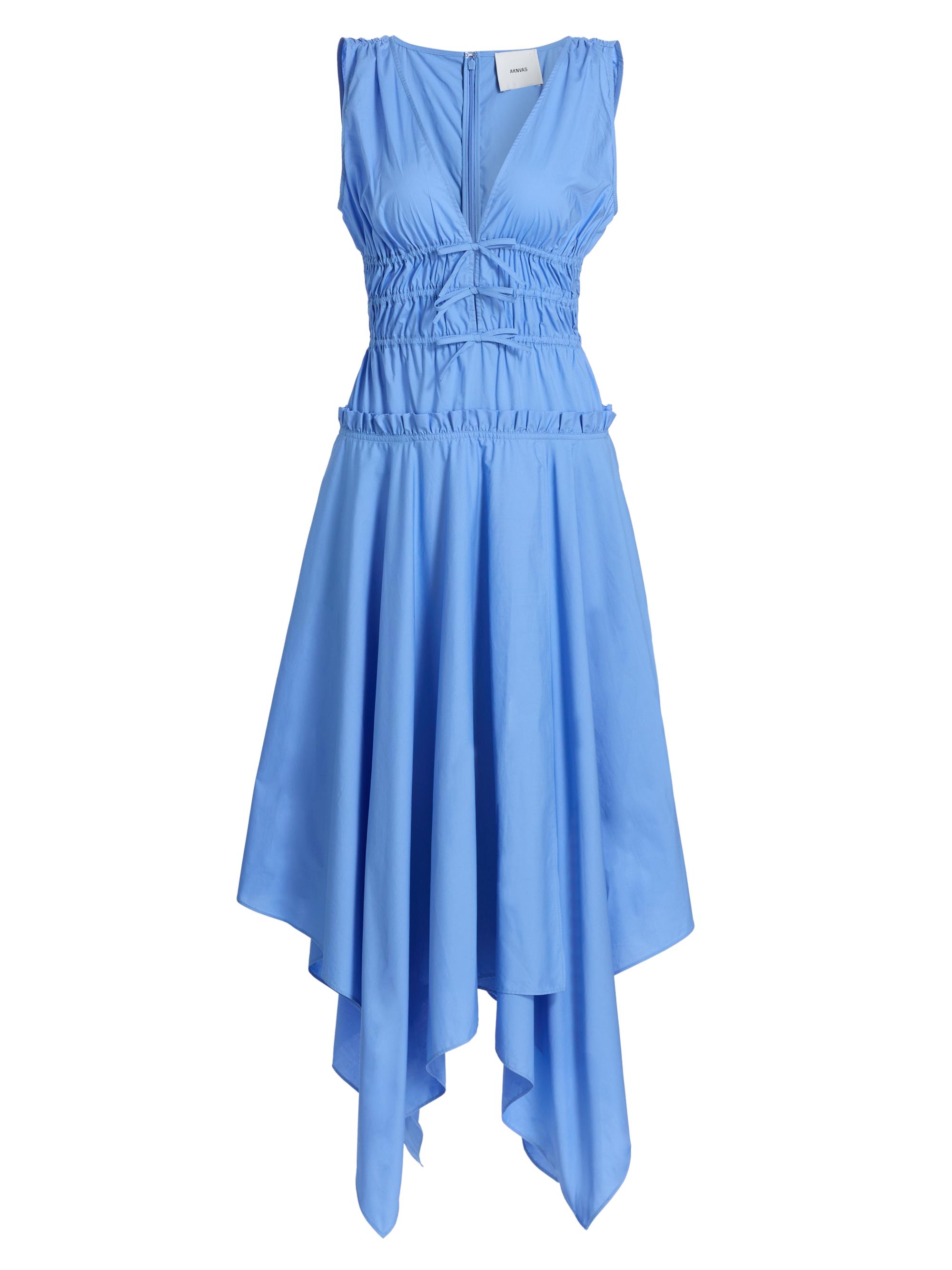 Aknvas Women's Zelie Cotton Poplin Handkerchief-Hem Midi-Dress - Cornflower Blue