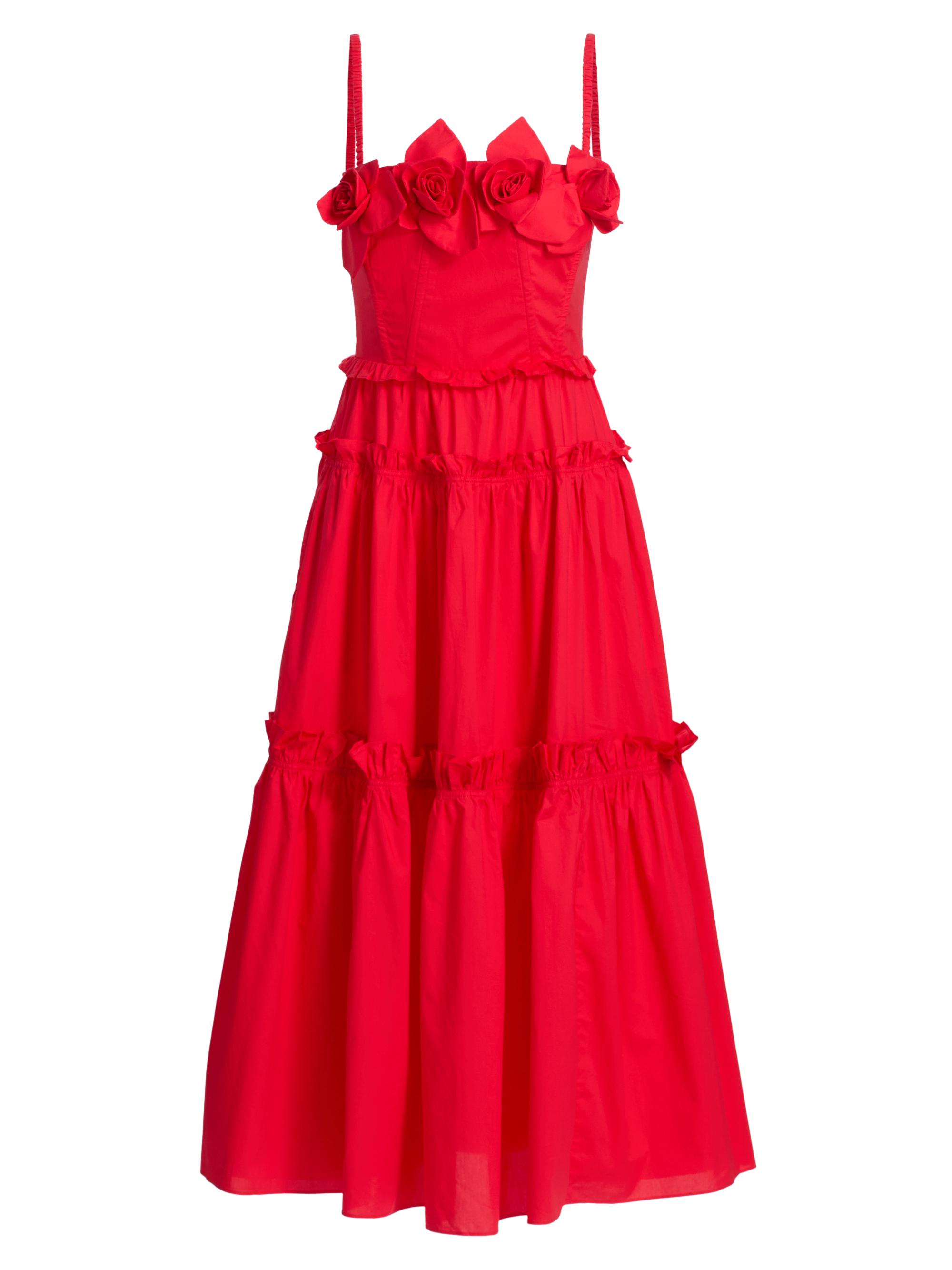 Aknvas Women's Rach Rosette Cotton Midi-Dress - Red