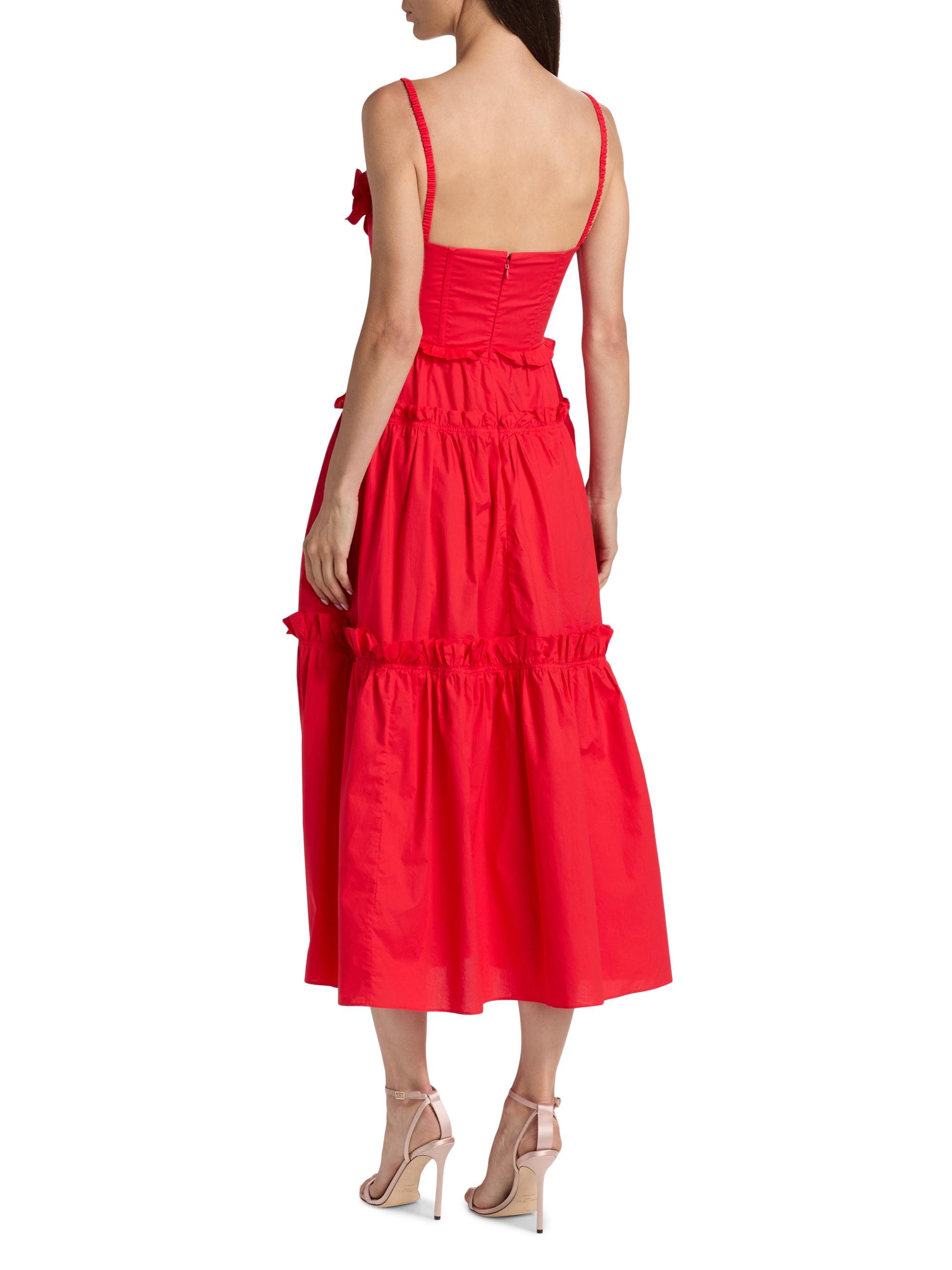 open lace back dress Anais Tiered Ruffle Maxi Dress