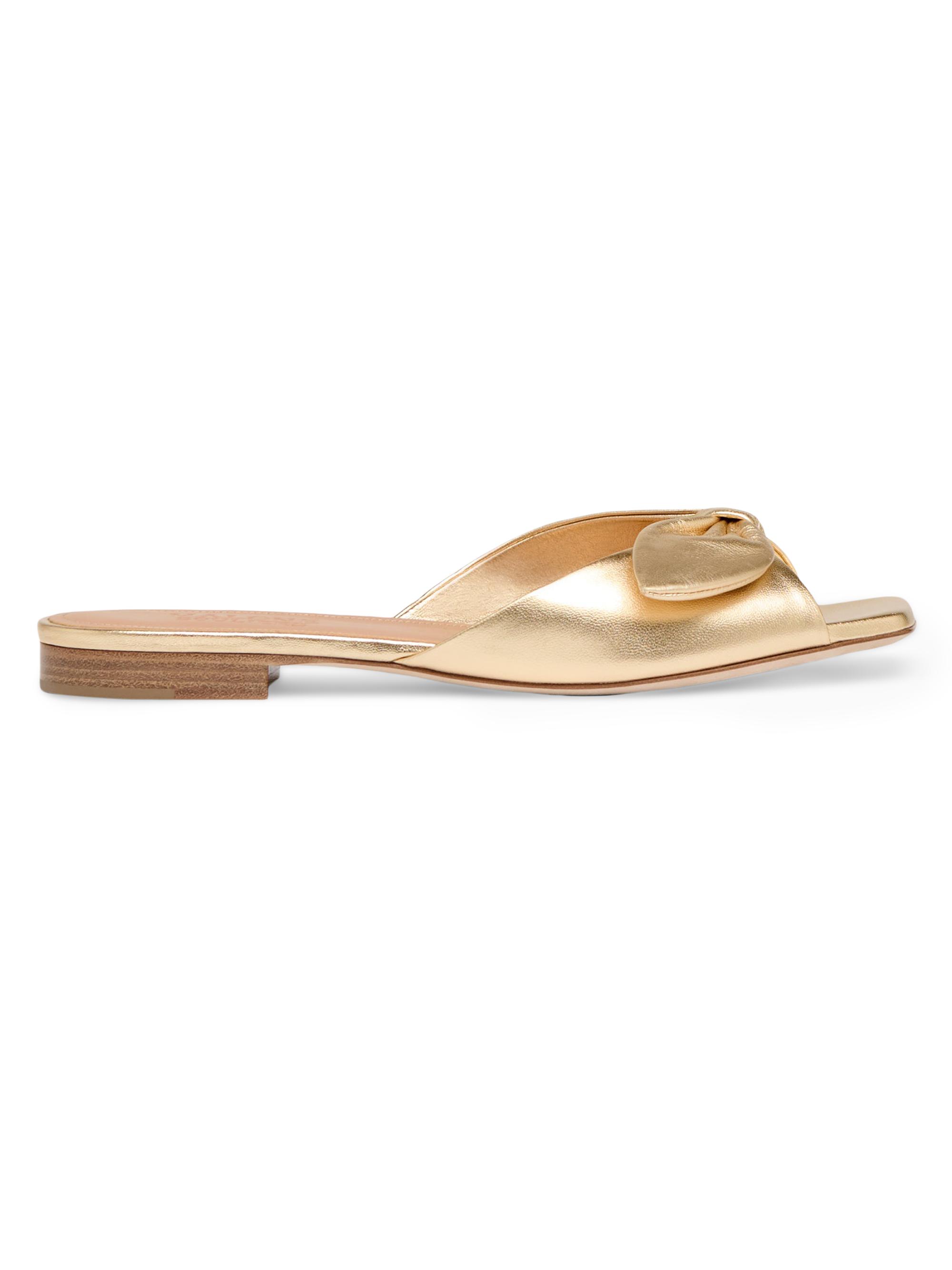 Malone Souliers Women's Vargas Metallic Leather Flat Sandals - Antique Gold
