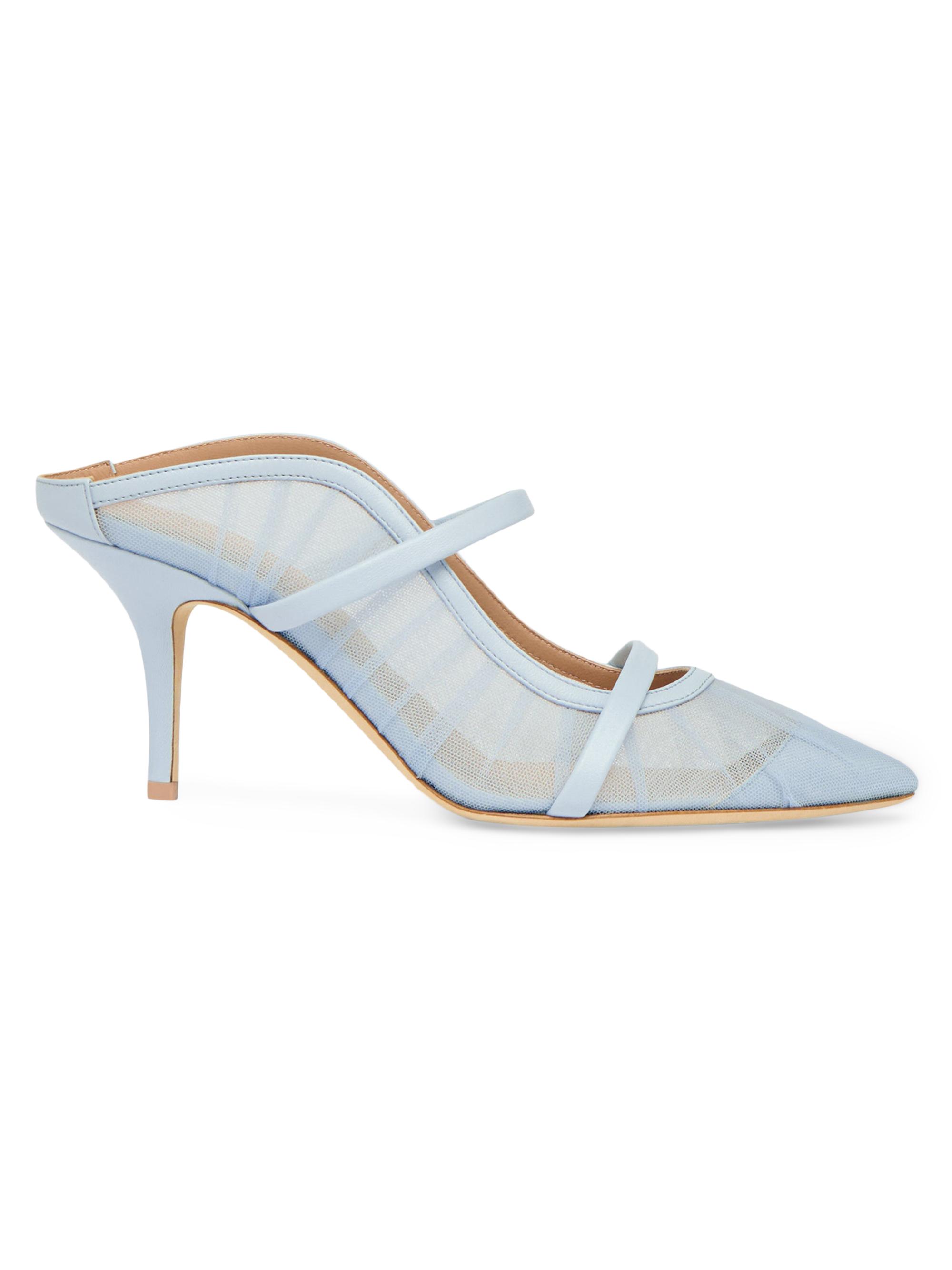 Malone Souliers Women's Maureen 70MM Tulle Mules - Icy Blue