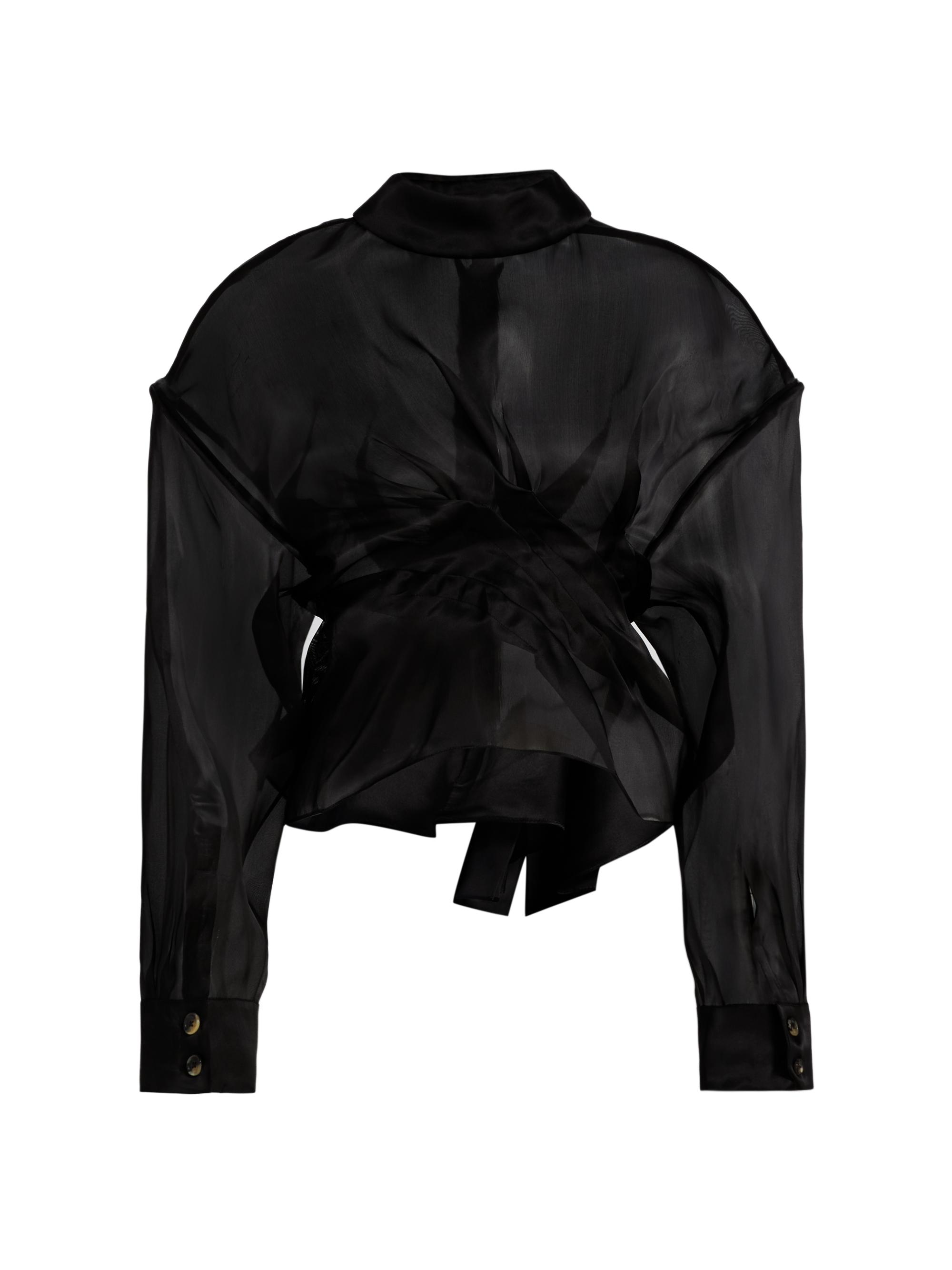 A.W.A.K.E. Mode Women's Silk Organza Twisted Shirt - Black