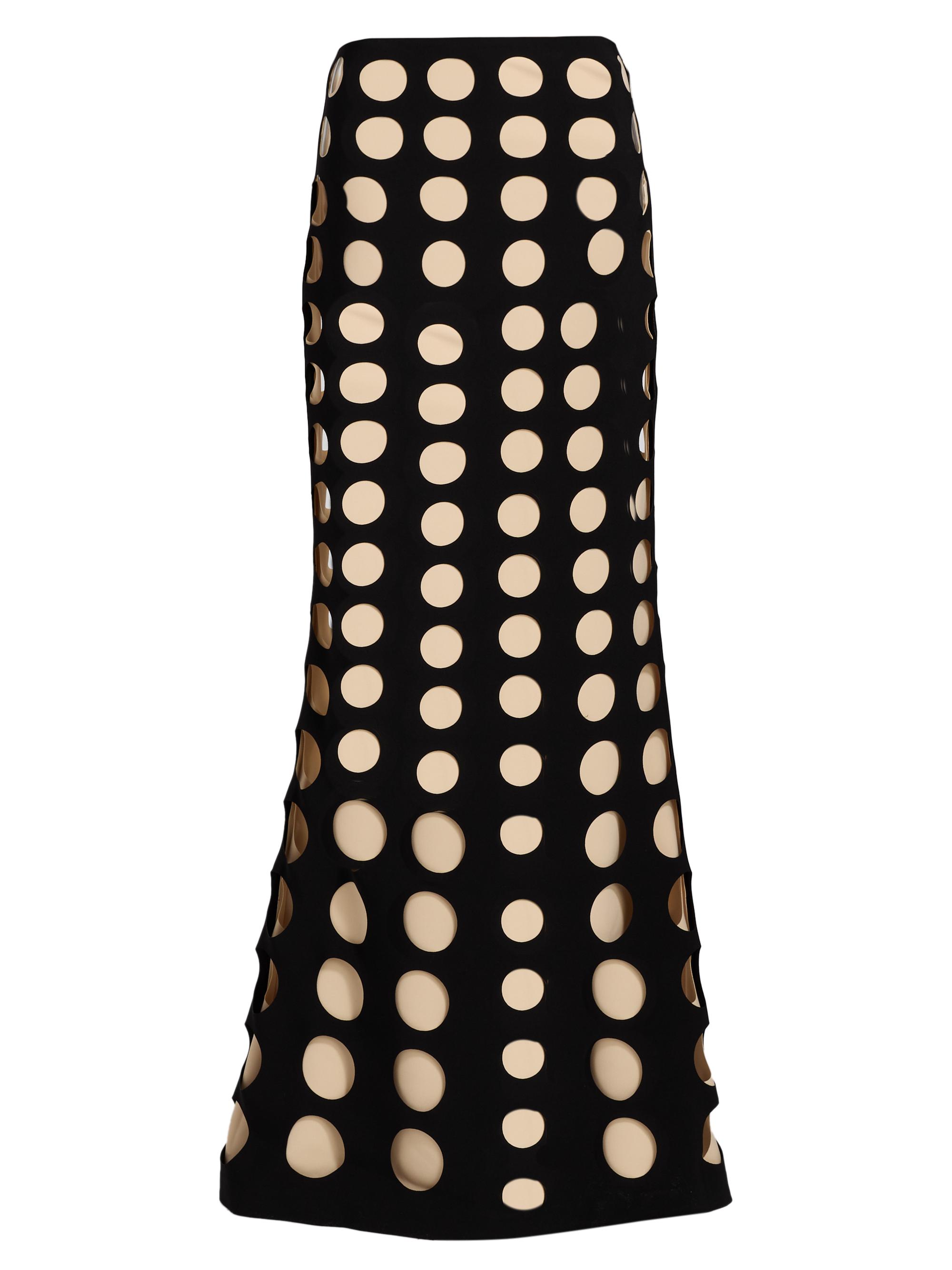 A.W.A.K.E. Mode Women's Layered Hole Maxi Skirt - Black Natural