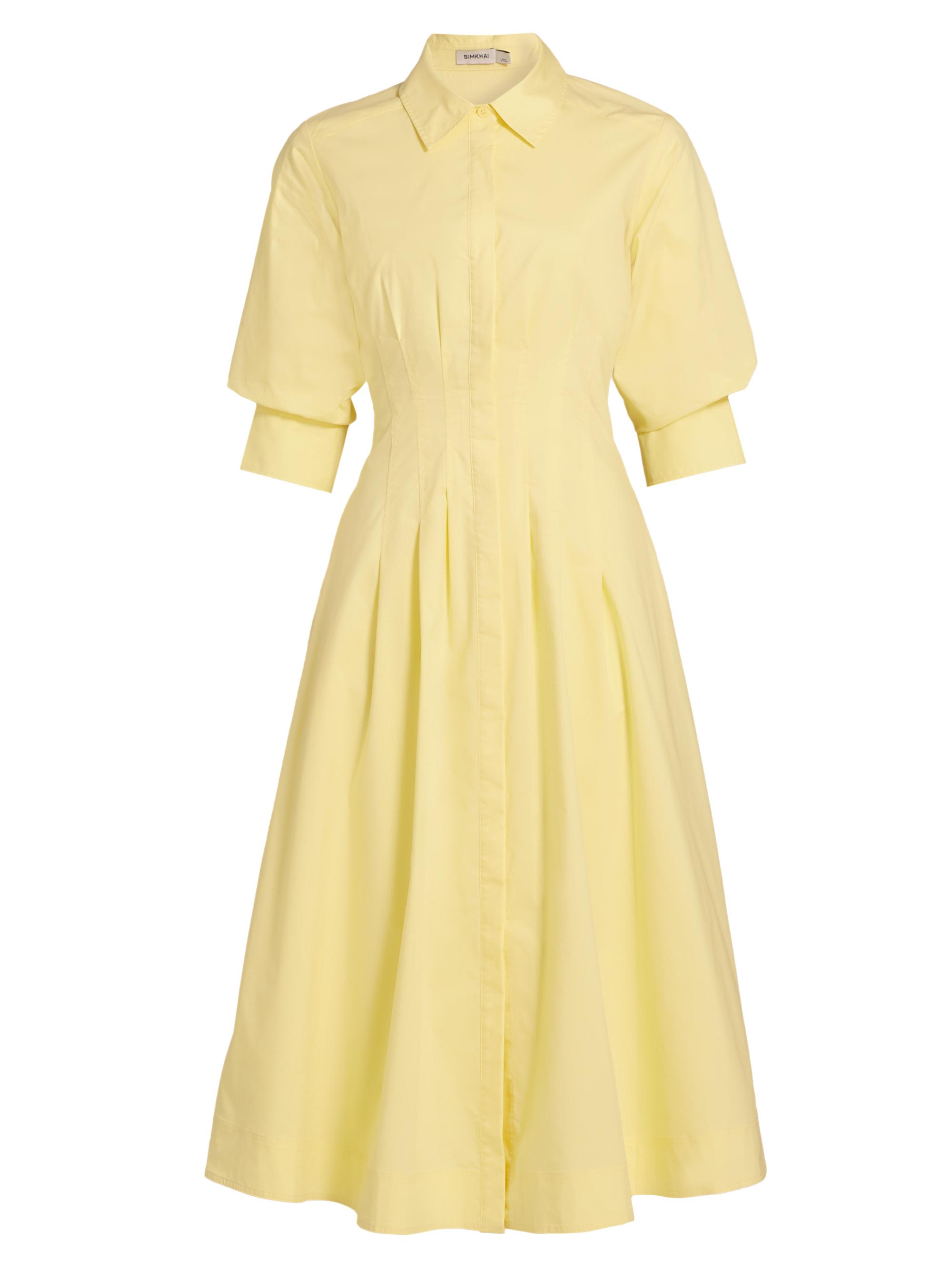 SIMKHAI Women's Jazz Pintucked Midi Shirtdress - Buttercream