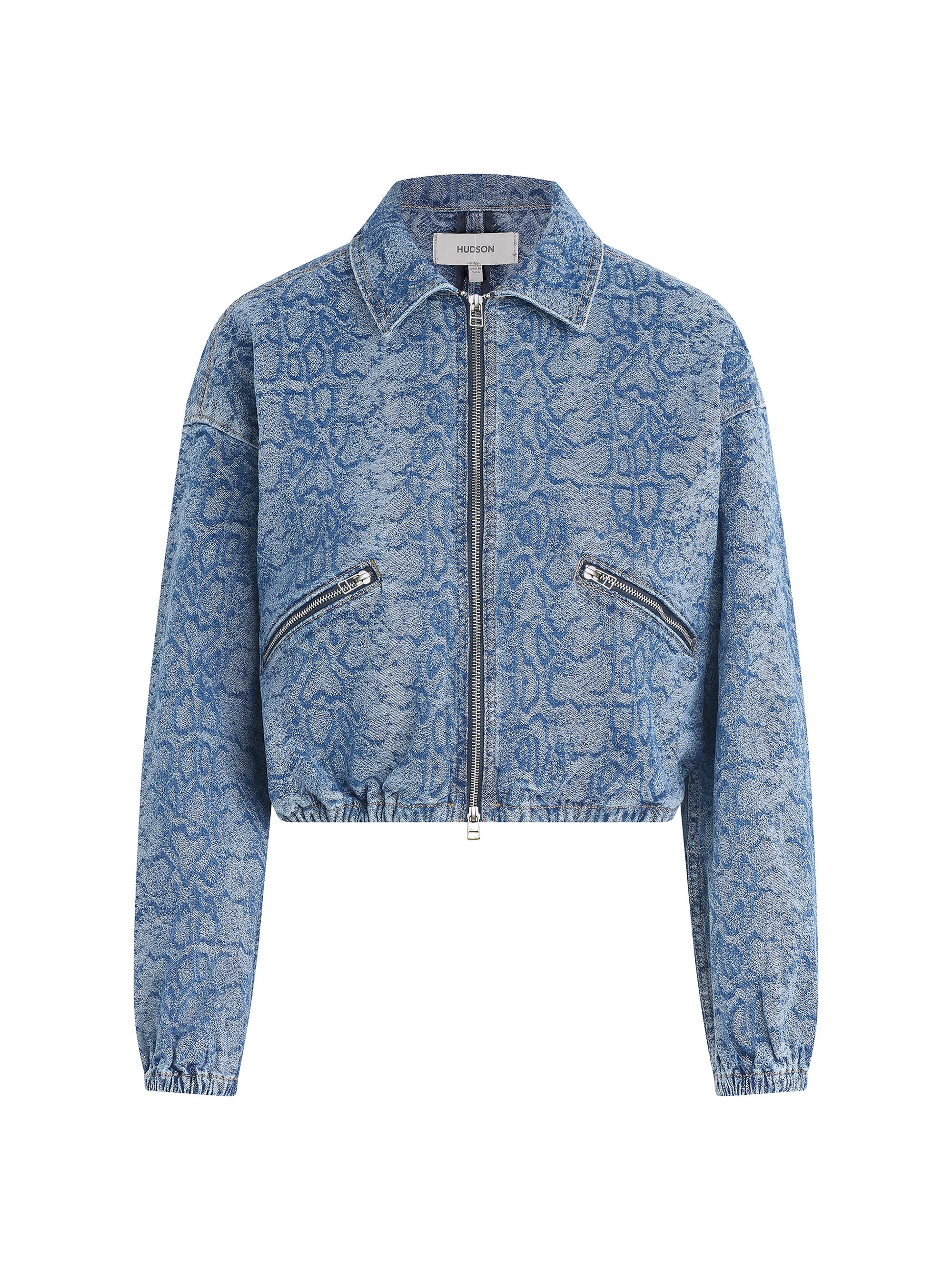 Hudson Jeans Women's Animal-Print Denim Zip-Front Crop Jacket - Venom