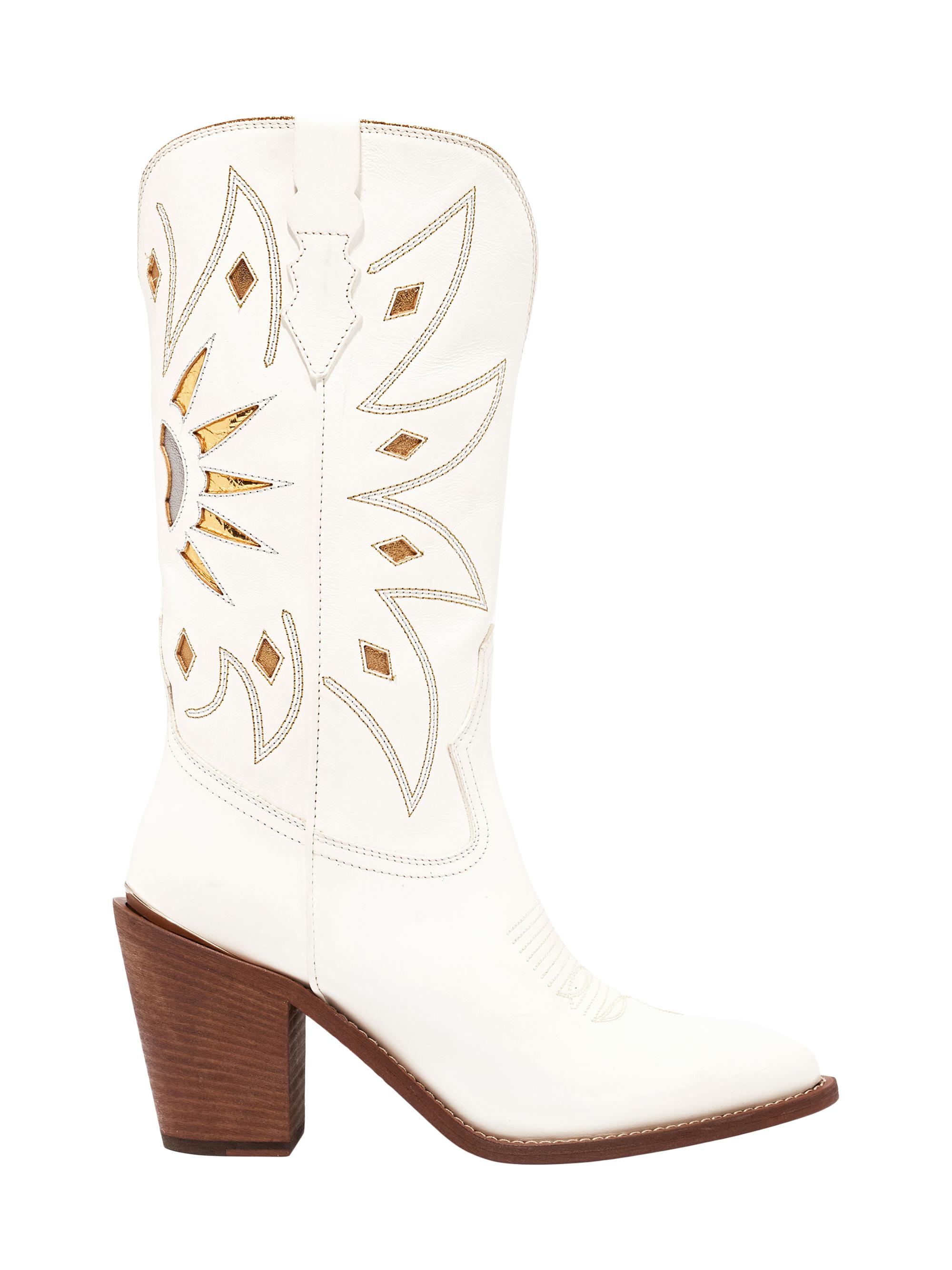 Partlow Women's Abigail 90MM Leather Cowboy Boots - Bianco