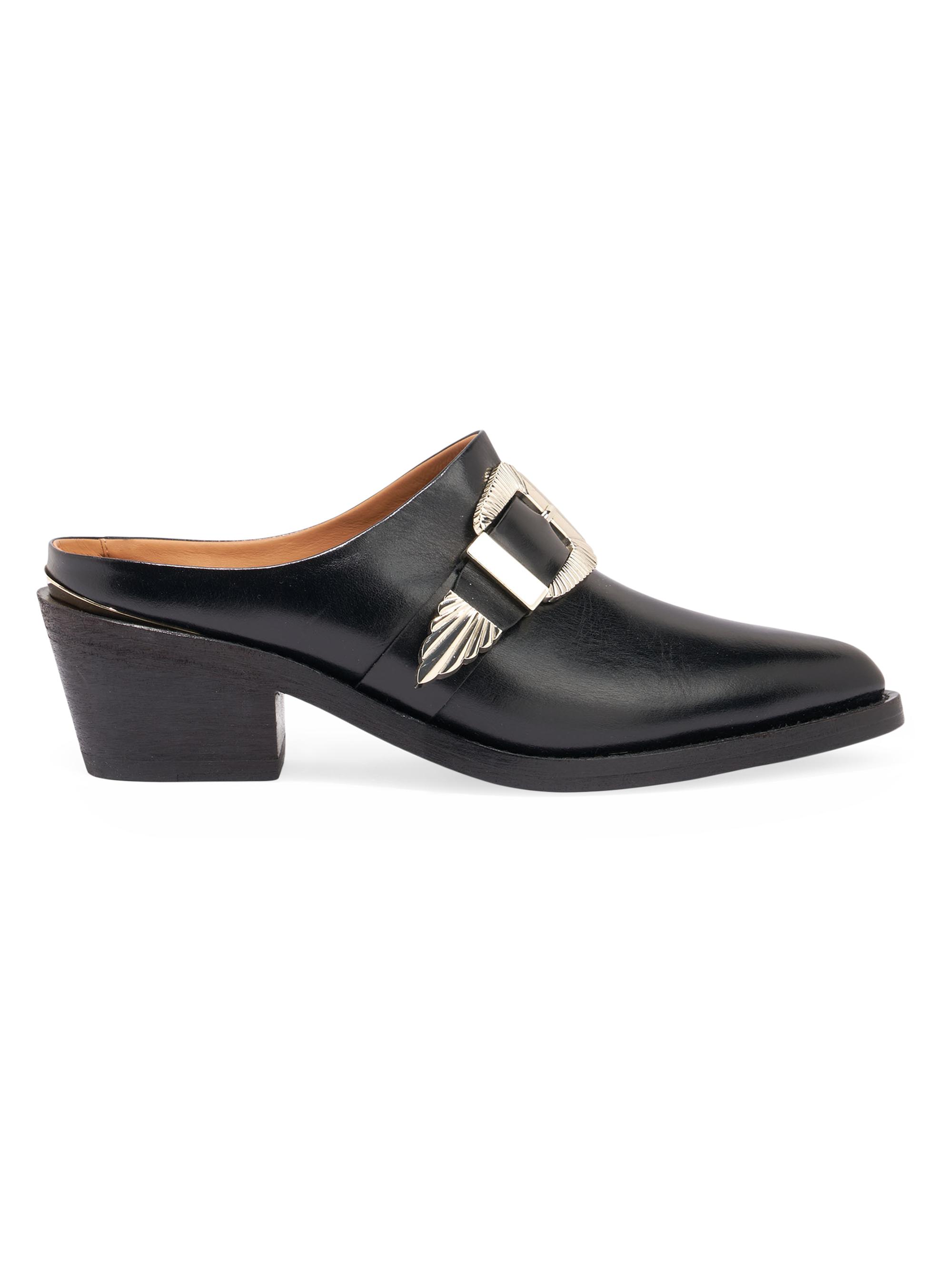 Partlow Women's Moll 55MM Buckle-Detailed Leather Mules - Nero