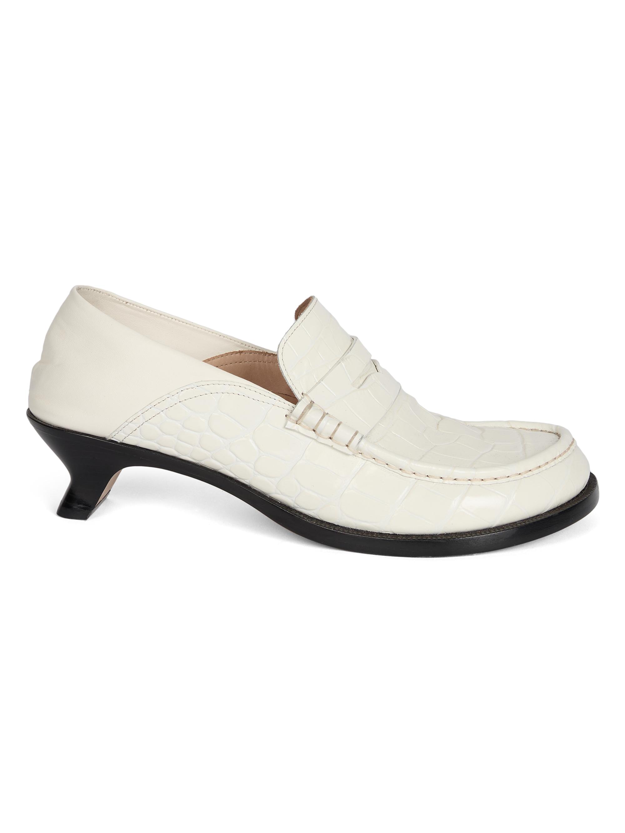 LOEWE Women's 45MM Croc-Embossed Leather Pumps - White