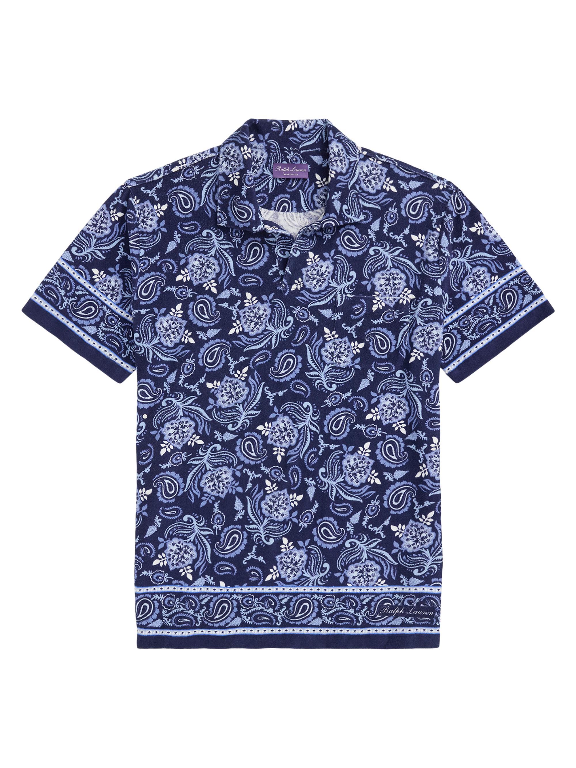 Ralph Lauren Purple Label Paisley Terry Cotton Polo Shirt | Saks