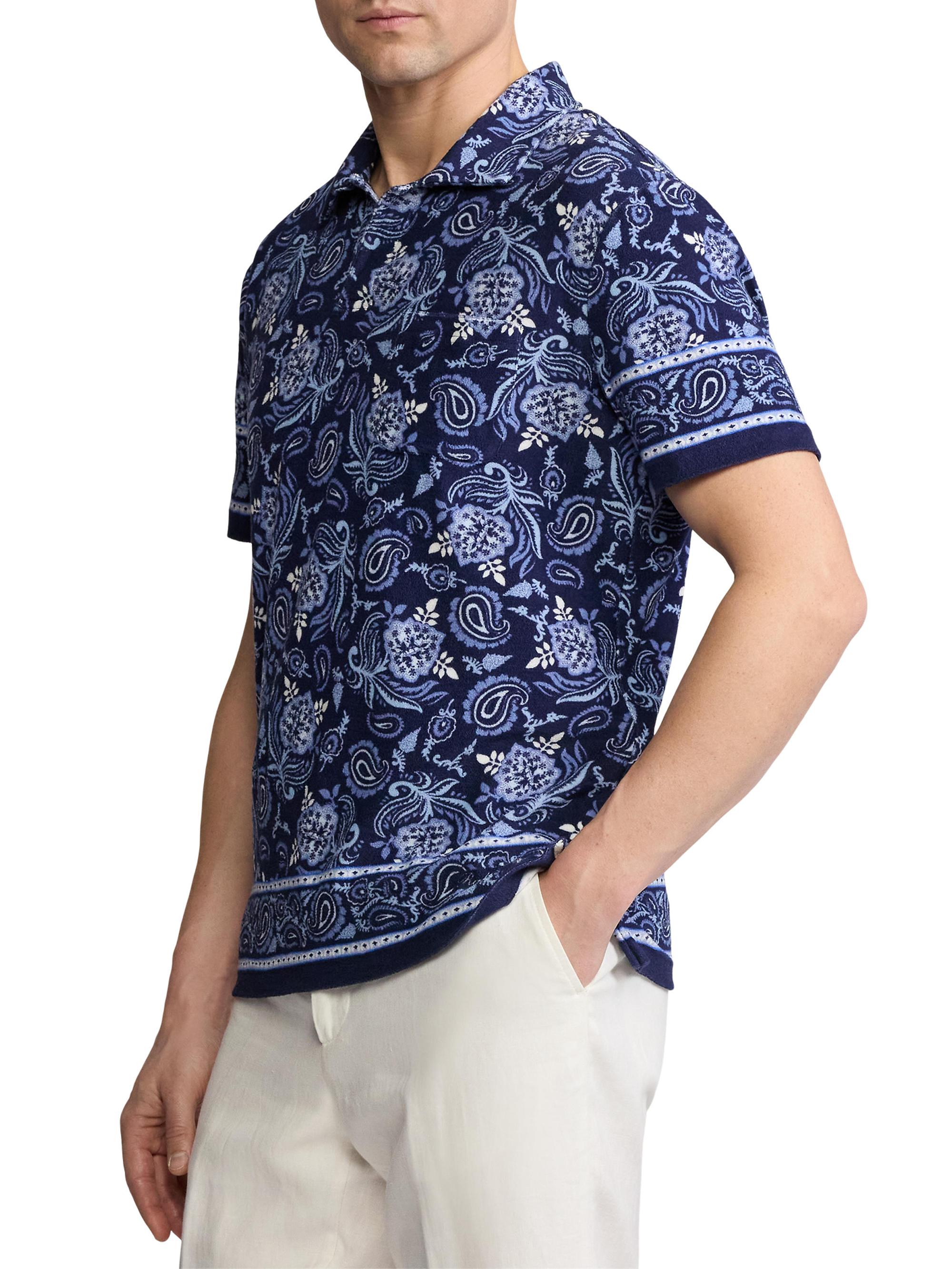 Ralph Lauren Purple Label Paisley Terry Cotton Polo Shirt | Saks