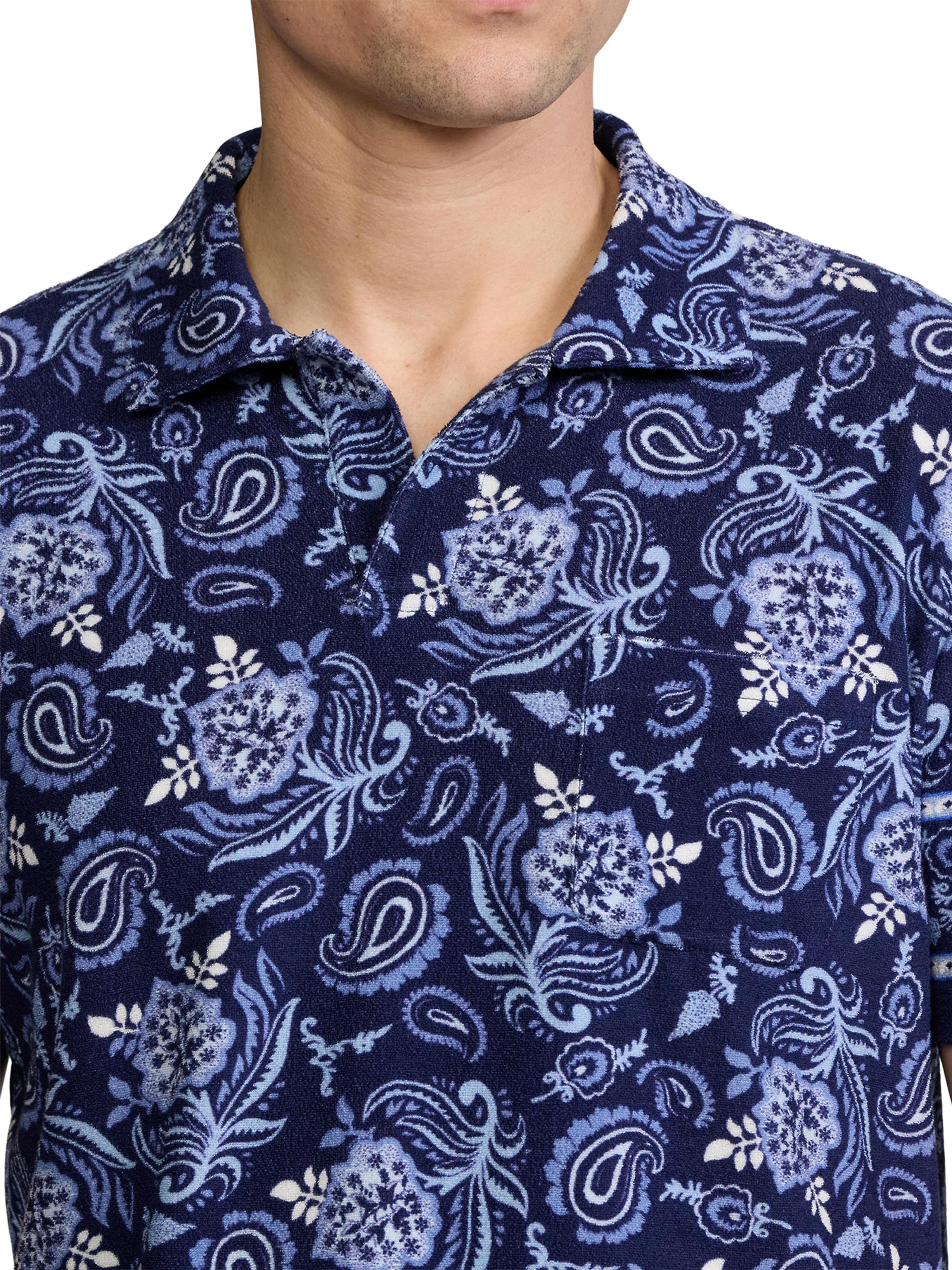 Ralph Lauren Purple Label Paisley Terry Cotton Polo Shirt | Saks
