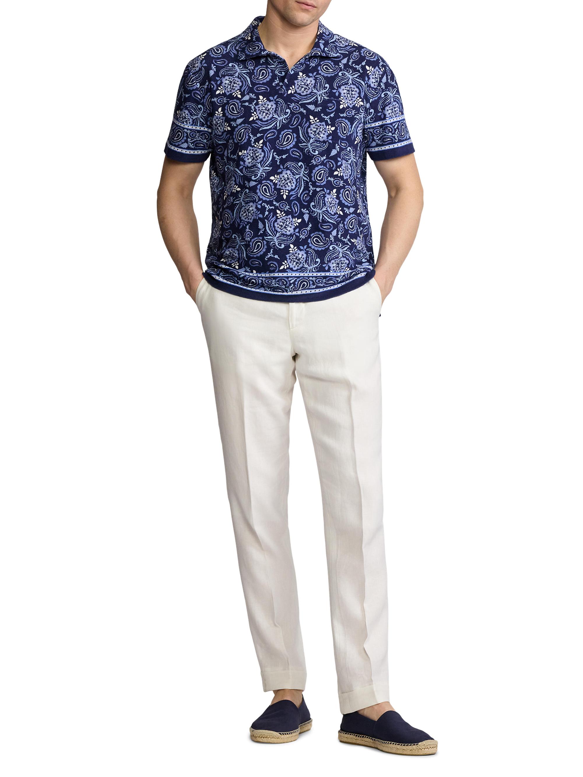Ralph Lauren Purple Label Paisley Terry Cotton Polo Shirt | Saks