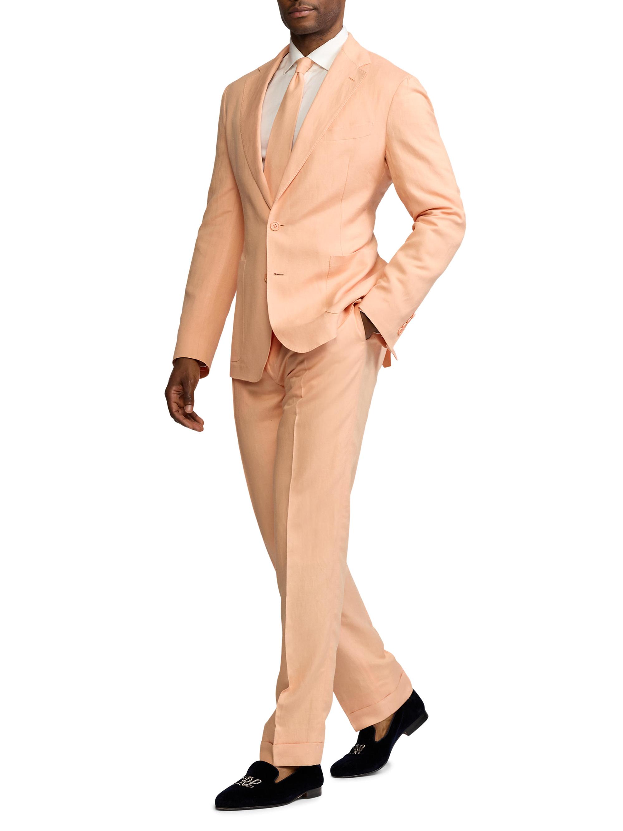 Ralph Lauren Purple Label Men's Hadley Hand-Tailored Silk-Linen Jacket - Washed Orange Poppy