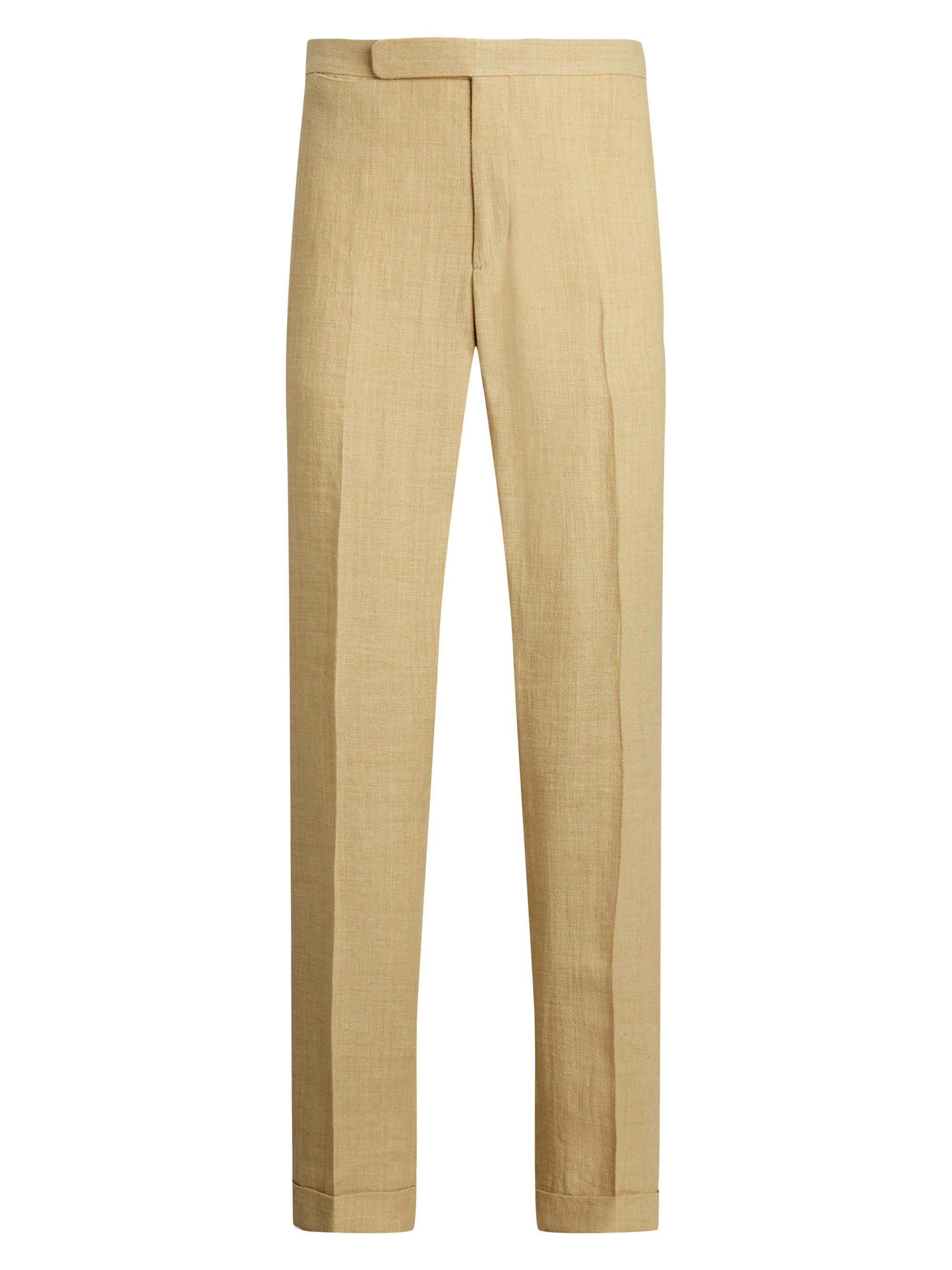 Ralph Lauren Purple Label Men's Gregory Hand-Tailored Linen-Silk Trousers - Tan Multi