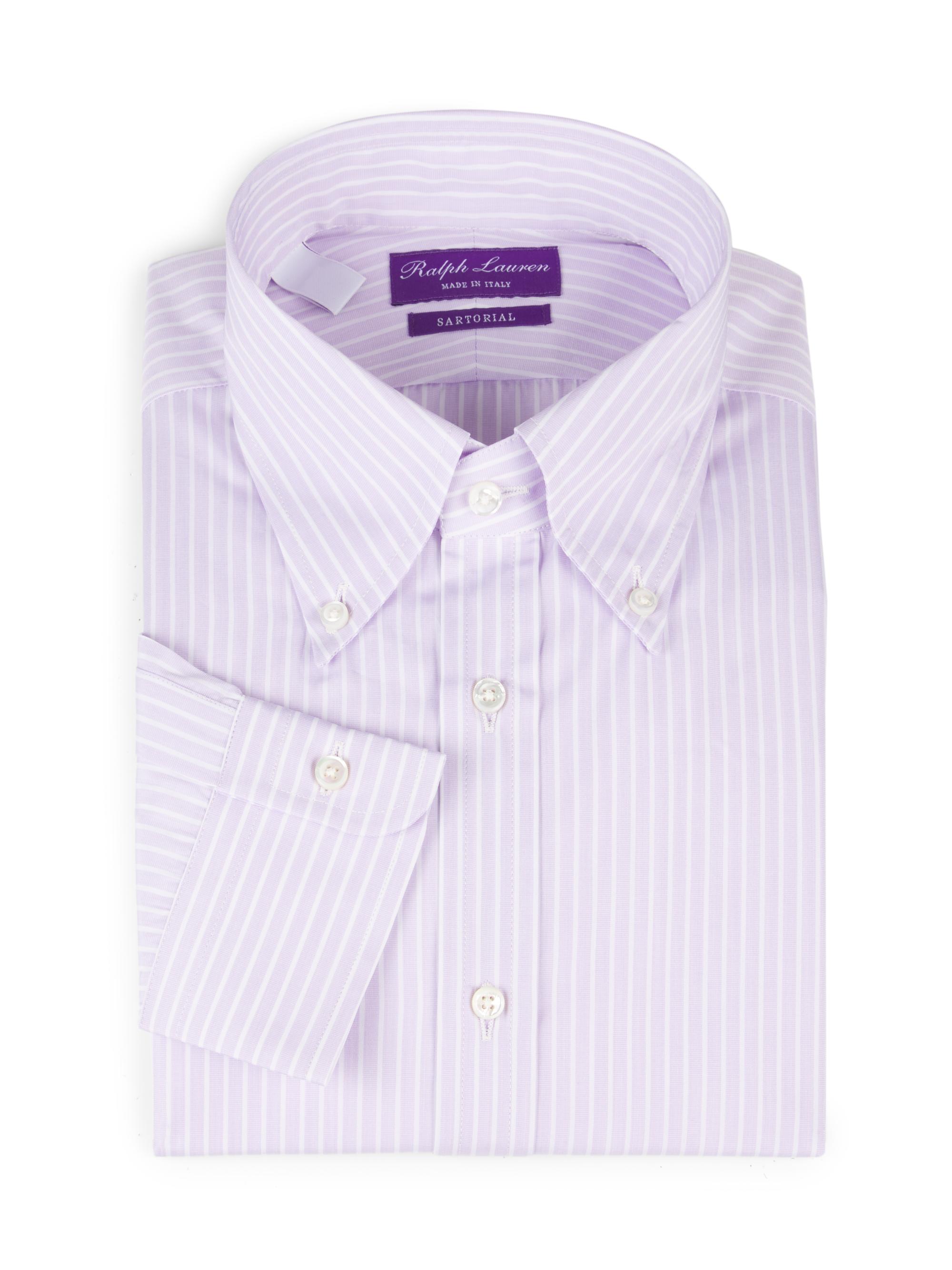 Ralph Lauren Purple Label Men's Striped End-On-End Shirt - Lilac Breeze