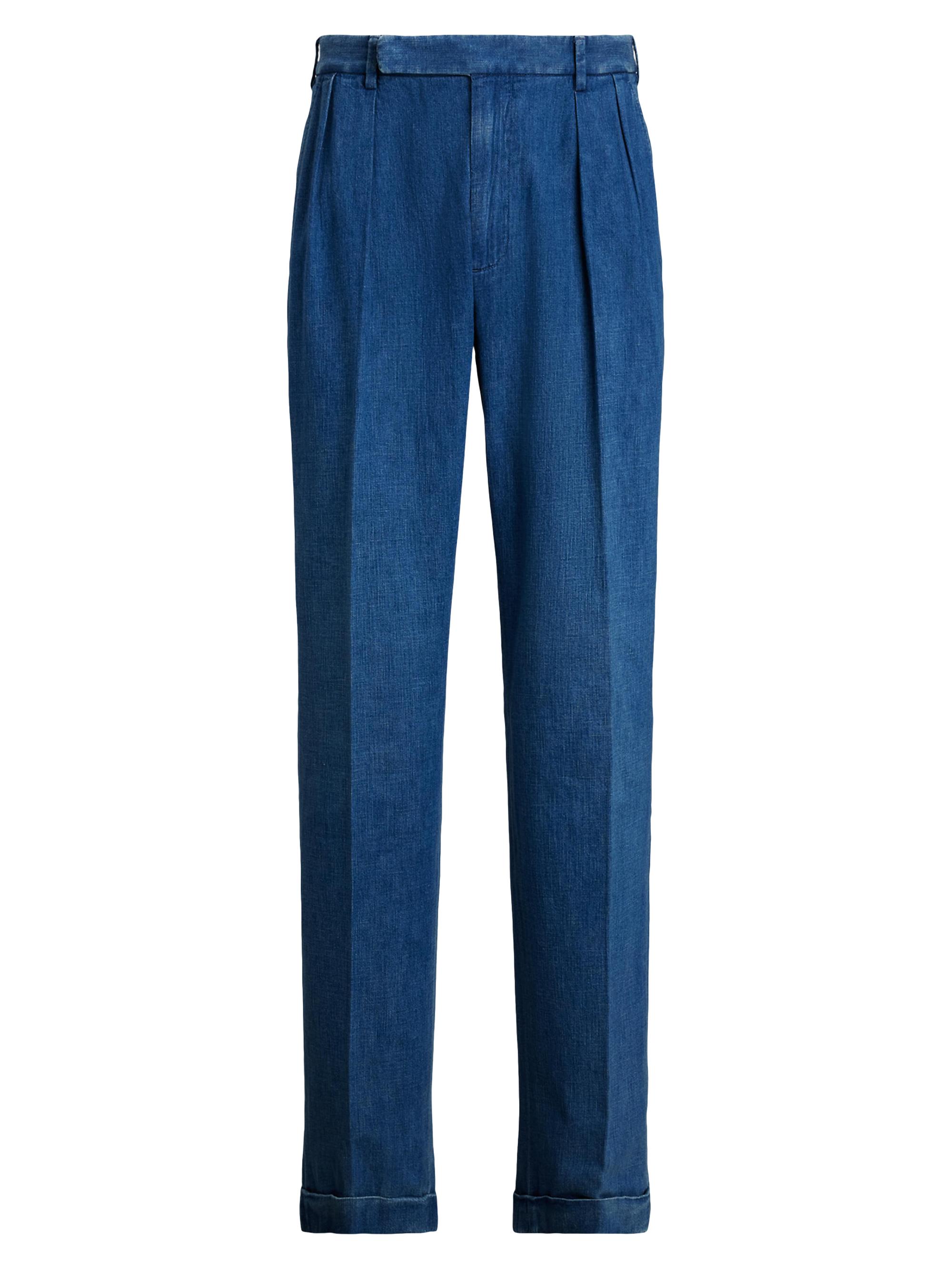 Ralph Lauren Purple Label Men's Hand-Tailored Cotton-Linen Denim Trousers - Shore Indigo