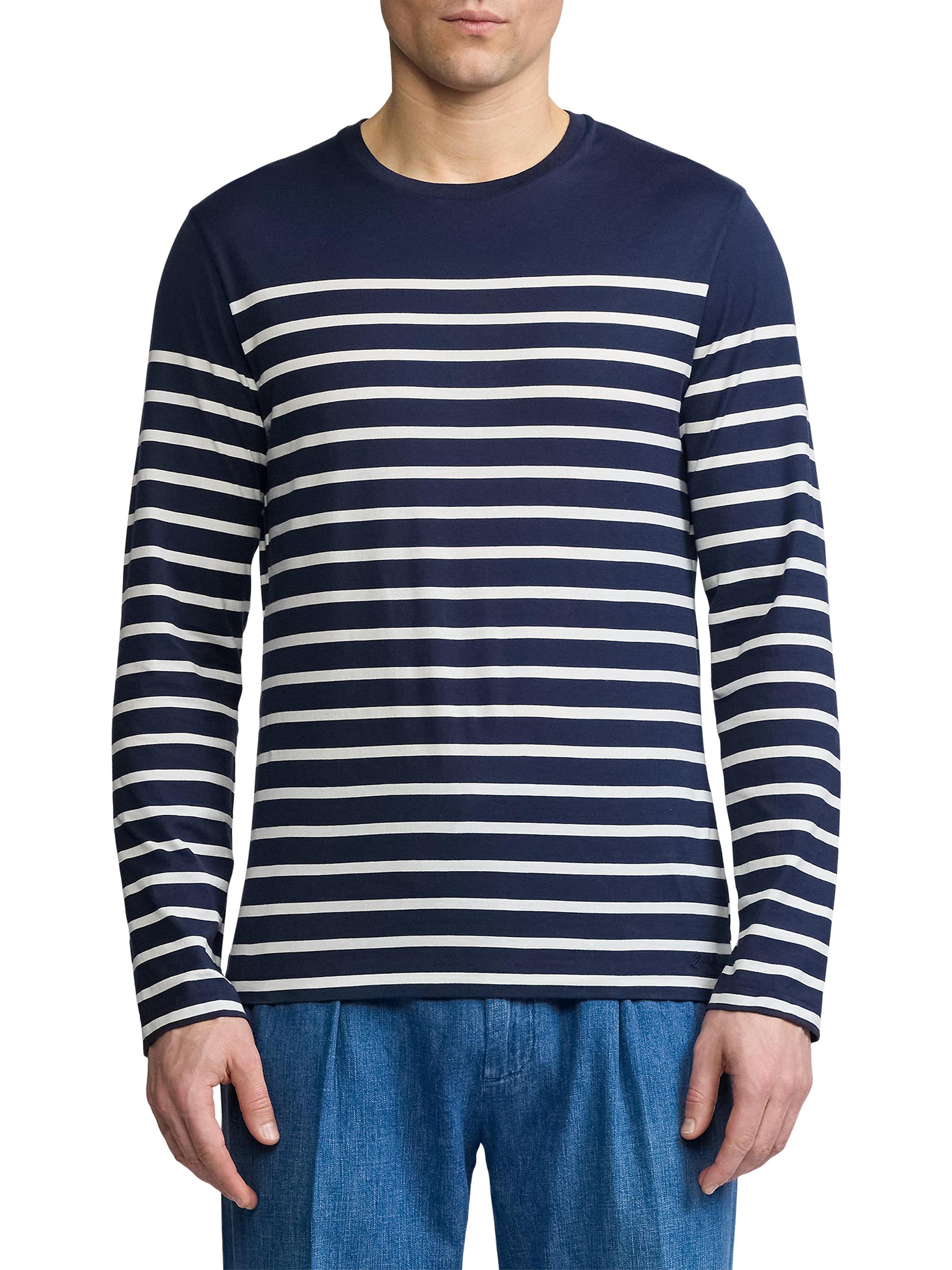 Ralph Lauren Purple Label Striped Lisle Long-Sleeve T-Shirt | Saks
