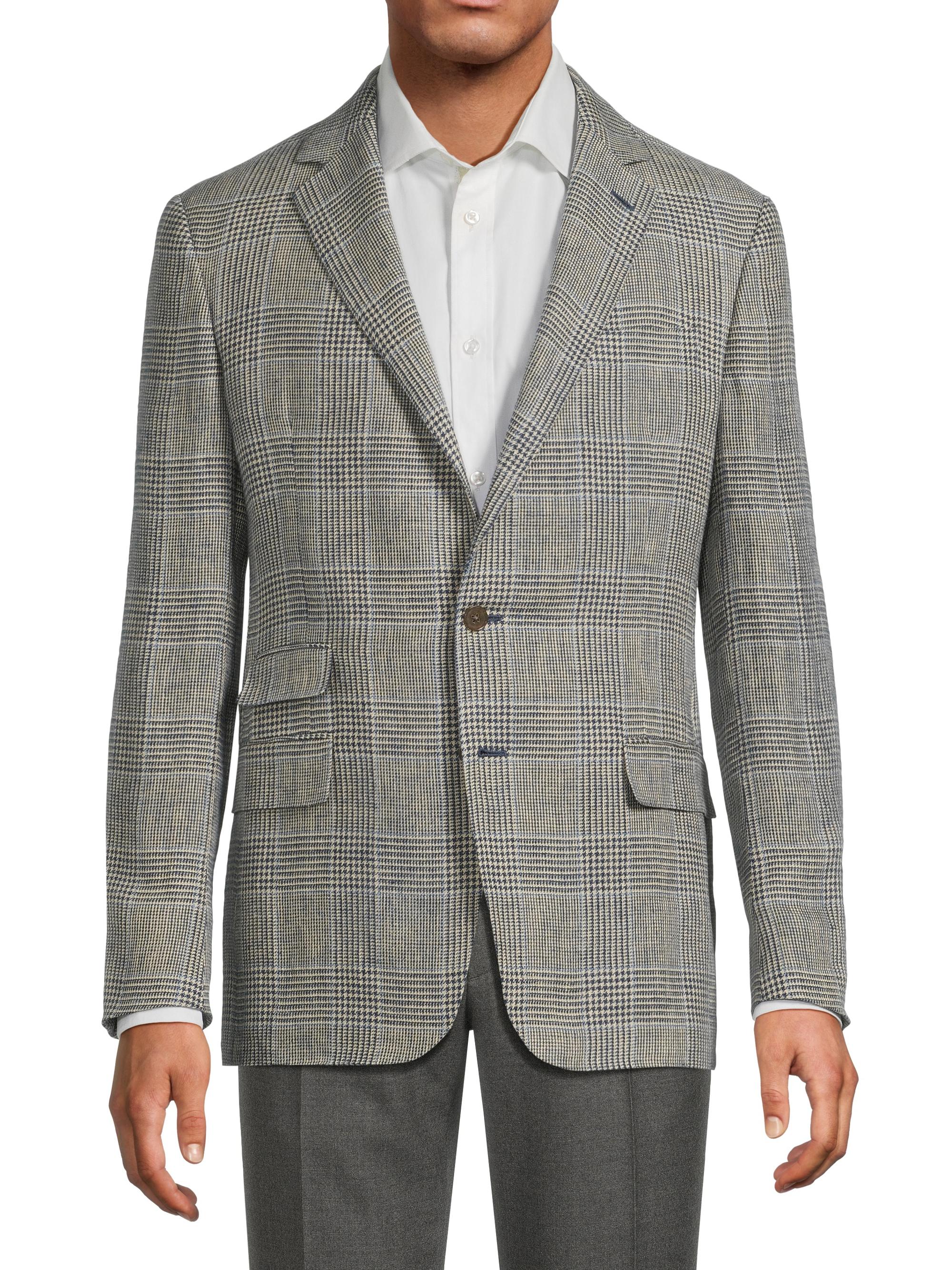 Ralph Lauren Purple Label Kent Hand-Tailored Plaid Linen Jacket