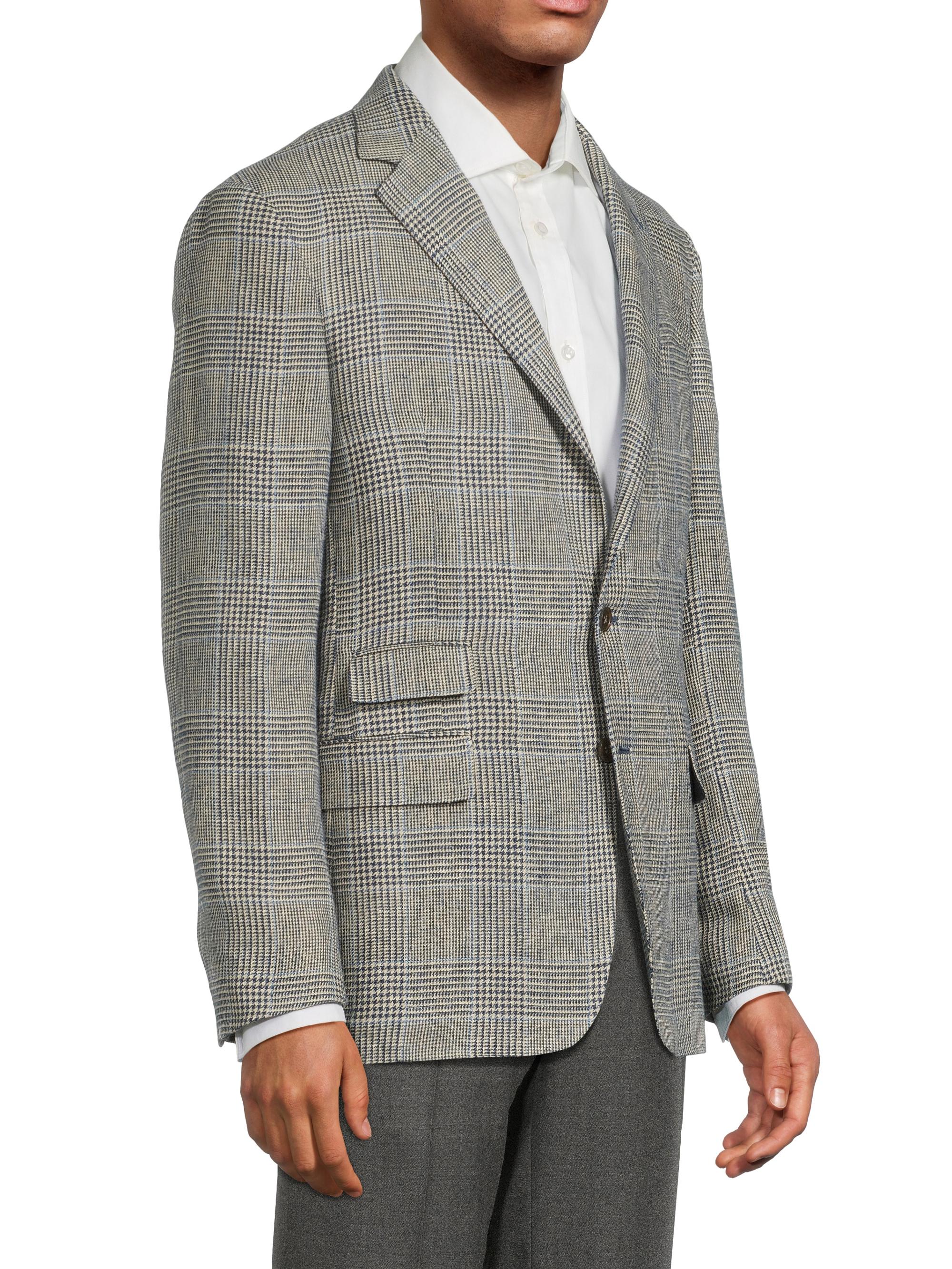 Ralph Lauren Purple Label Kent Hand-Tailored Plaid Linen Jacket