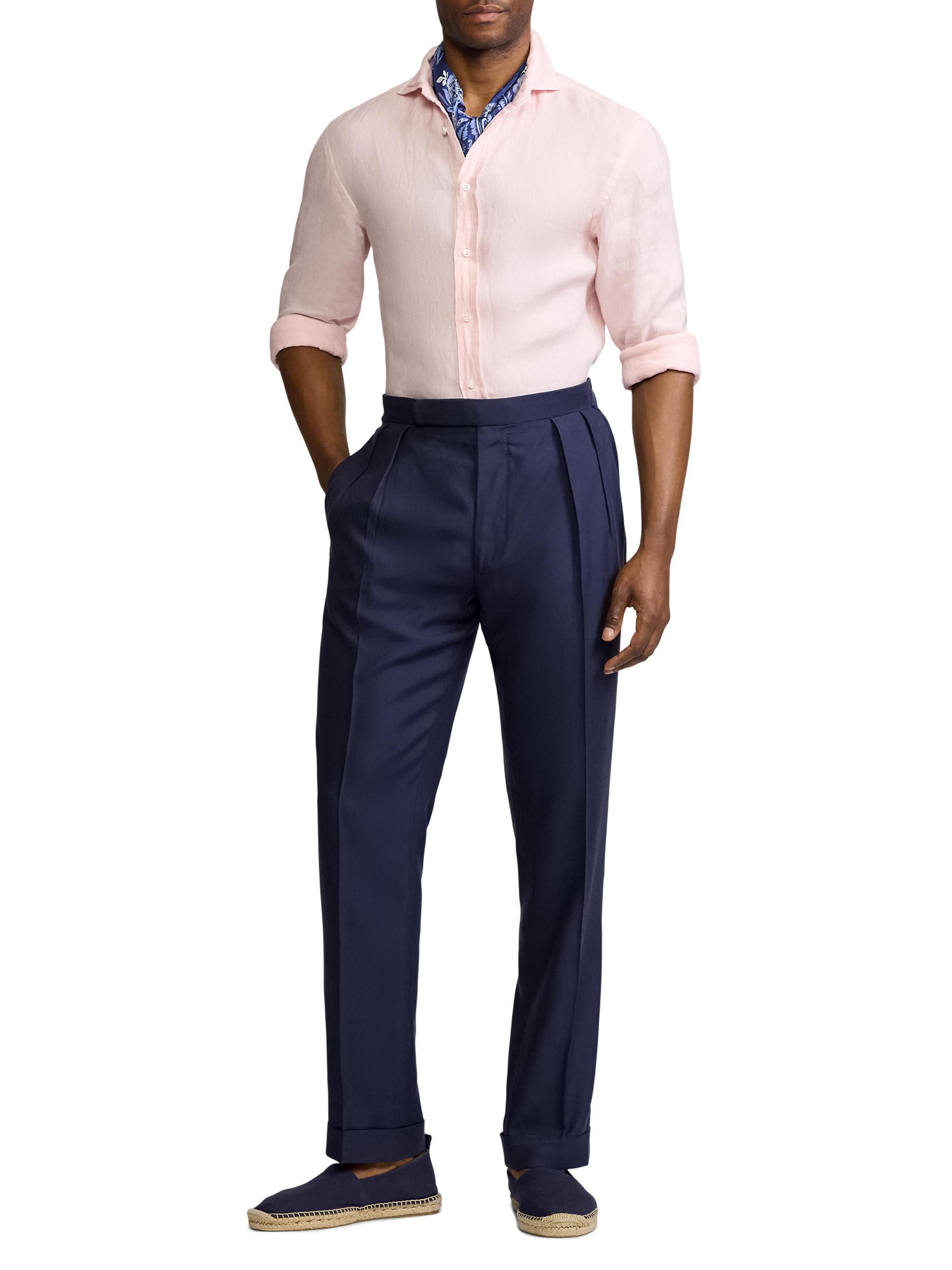 Ralph Lauren Purple Label Men's Basket-Weave Linen Shirt - Soft Pink