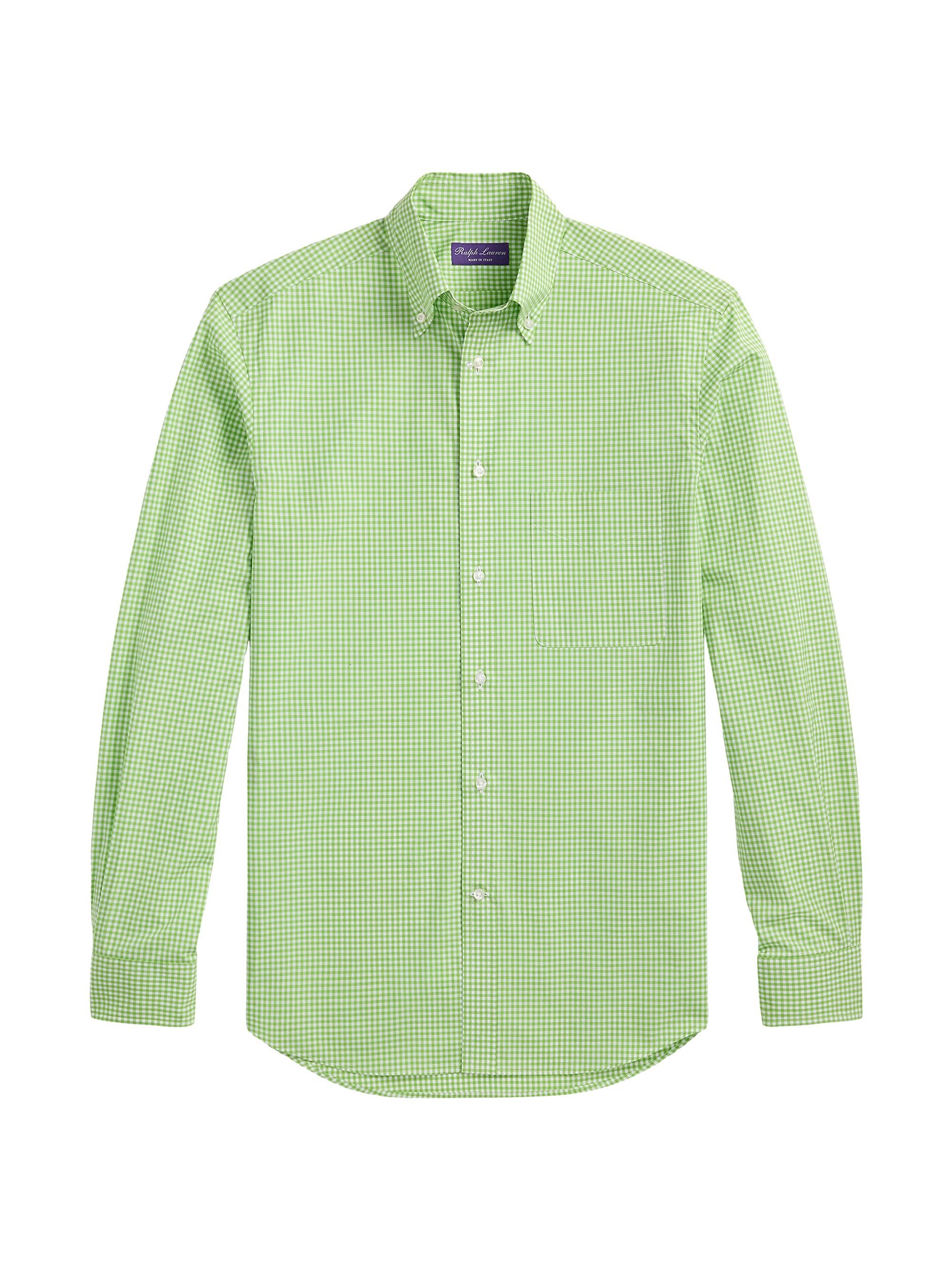 Ralph Lauren Purple Label Men's Gingham Cotton Shirt - Palm Green White