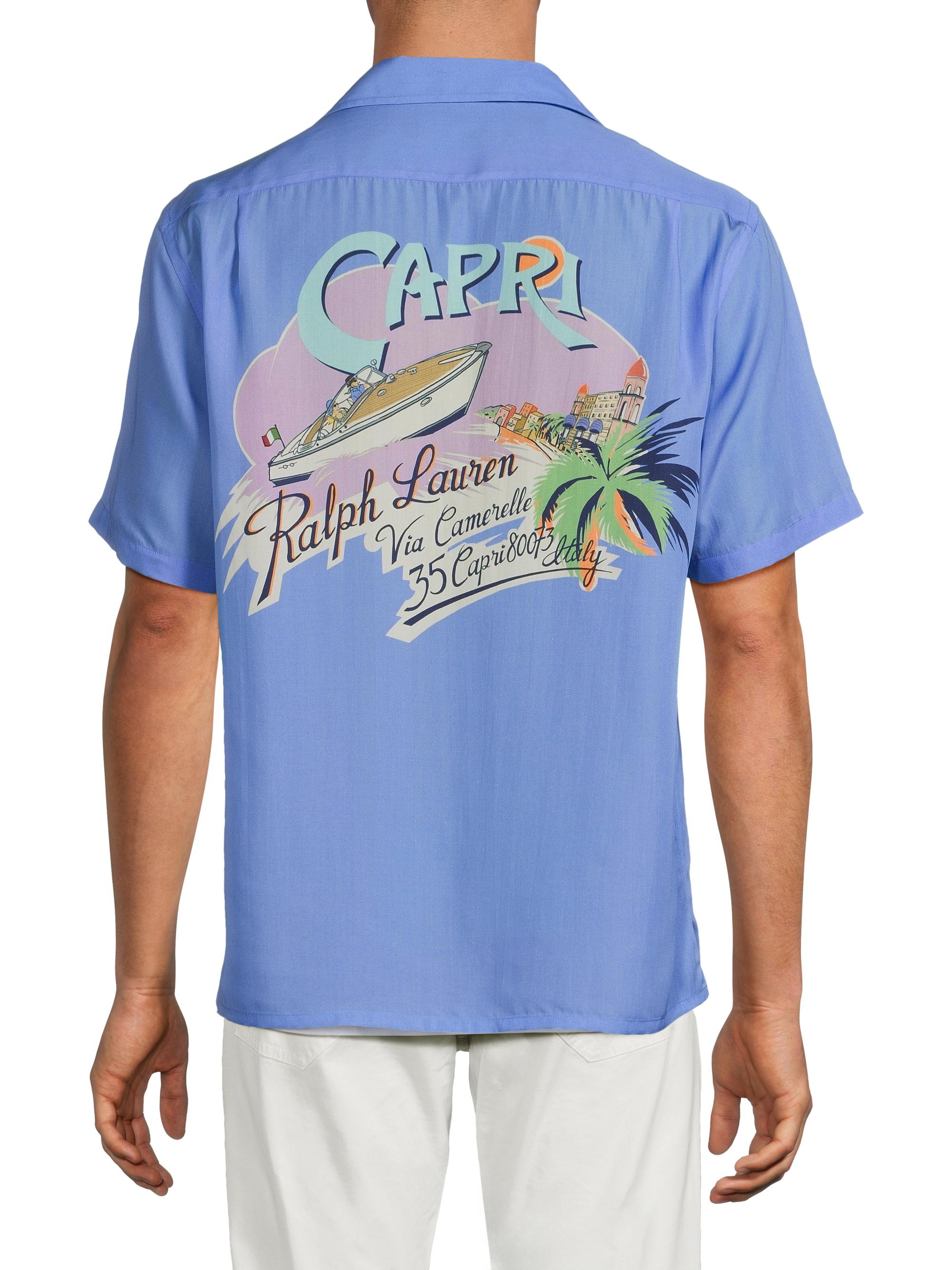 Ralph Lauren Purple Label Capri Print Camp Collar Short-Sleeve