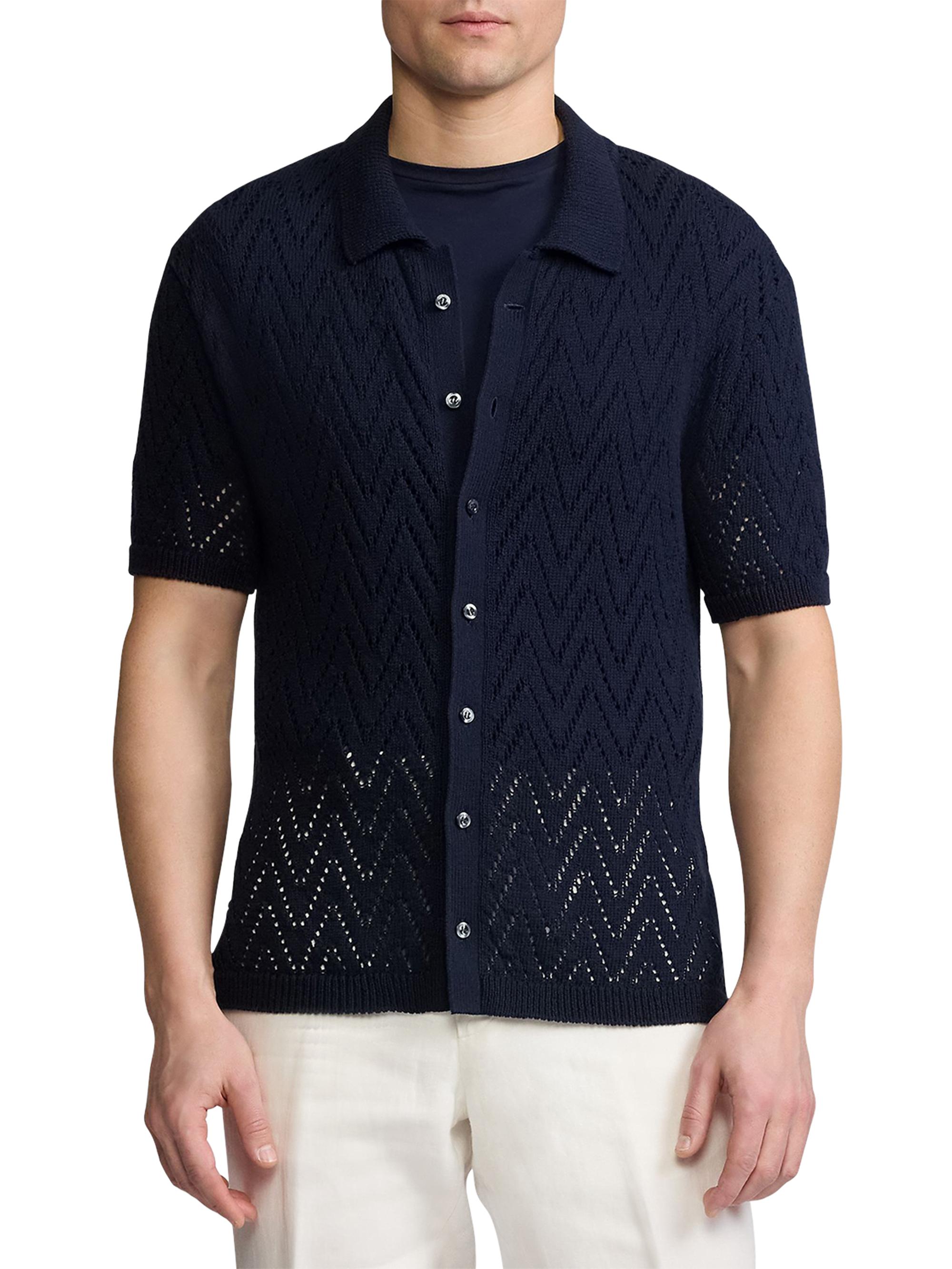 Ralph Lauren Purple Label Textured Cotton Short-Sleeve Cardigan