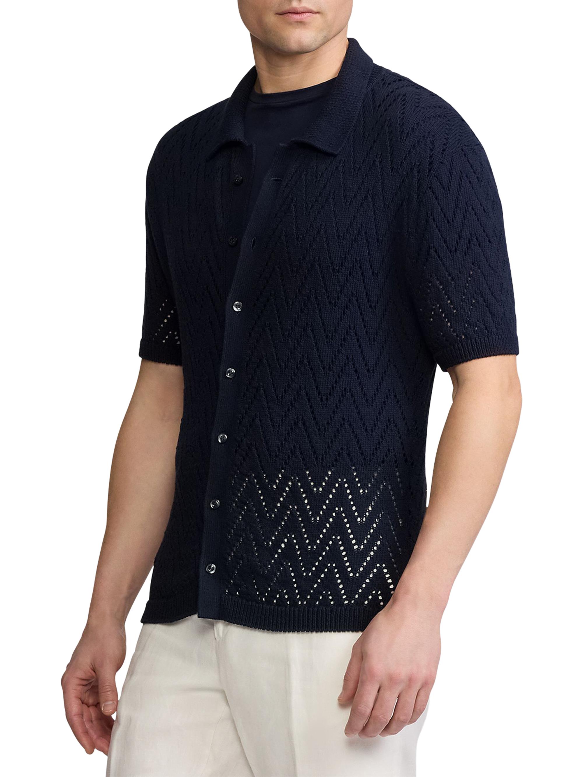 Ralph Lauren Purple Label Textured Cotton Short-Sleeve Cardigan