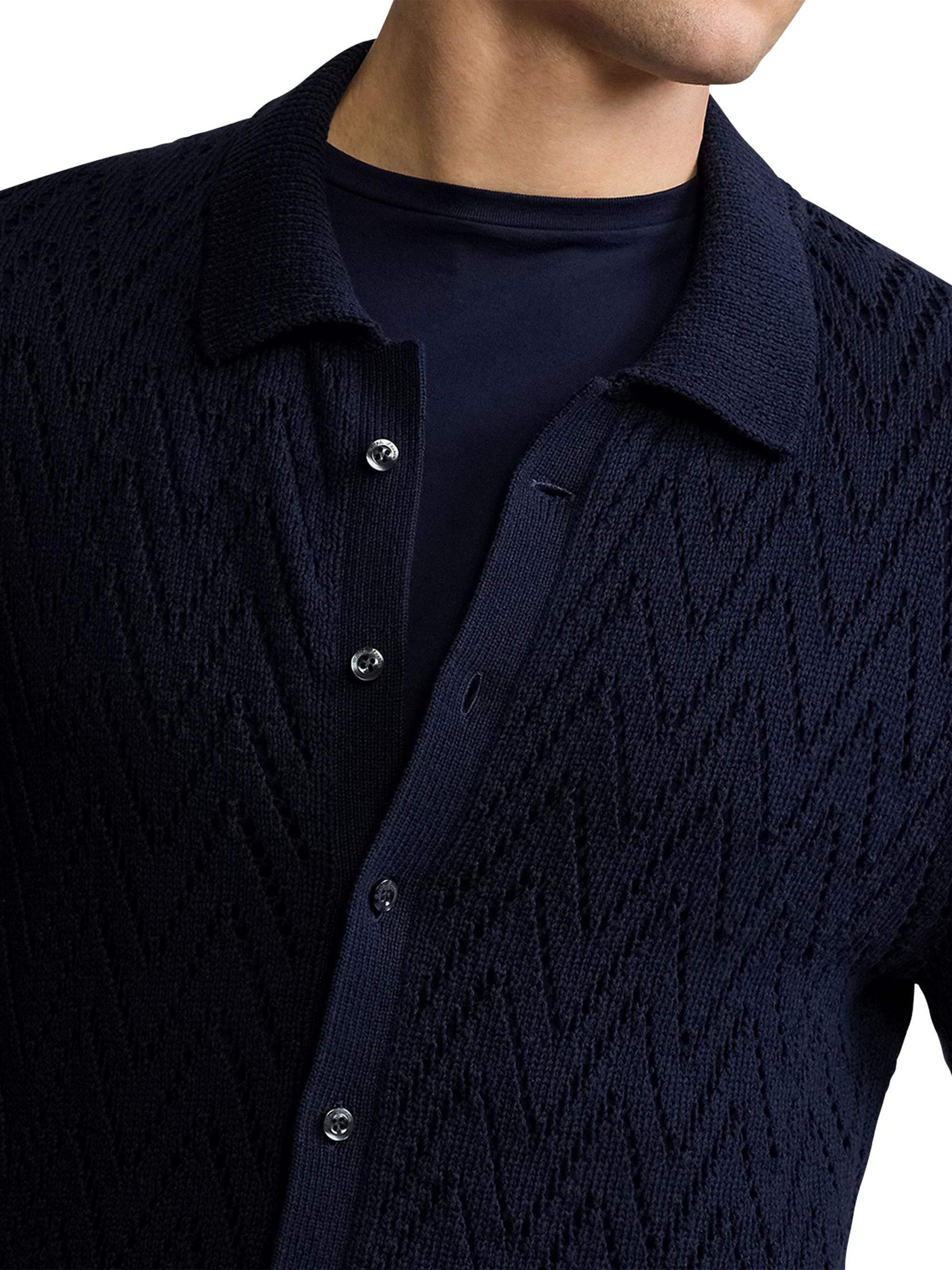 Ralph Lauren Purple Label Textured Cotton Short-Sleeve Cardigan