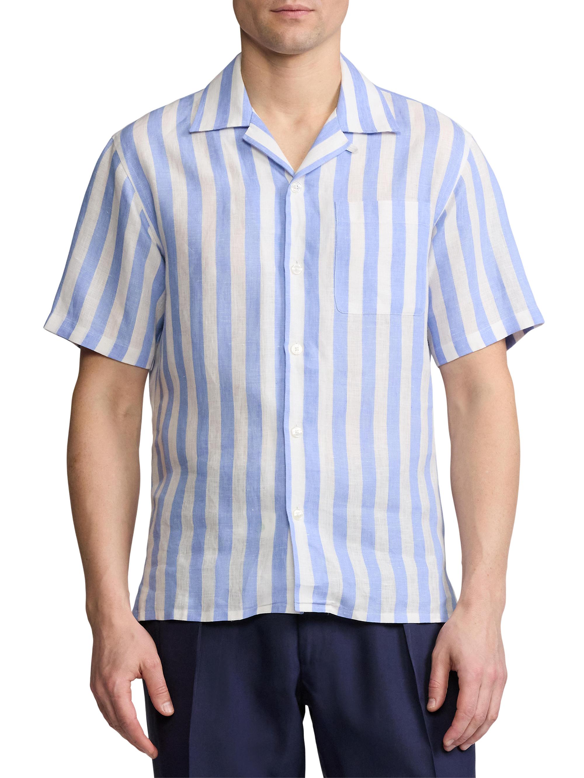 Ralph Lauren Purple Label Striped Linen Camp Shirt | Saks Fifth Avenue