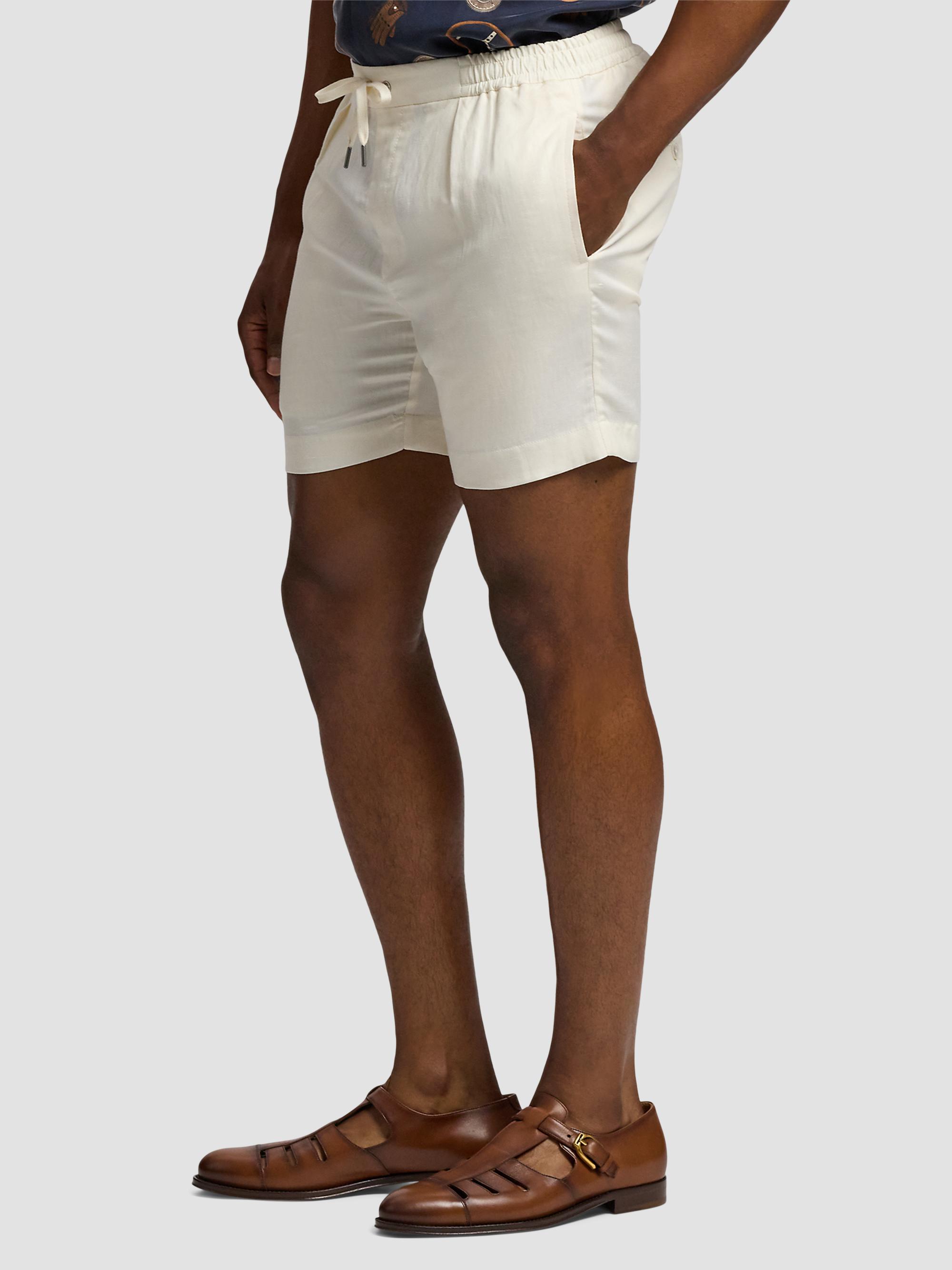 Ralph Lauren Purple Label Hand-Tailored Pleated Silk-Linen Shorts