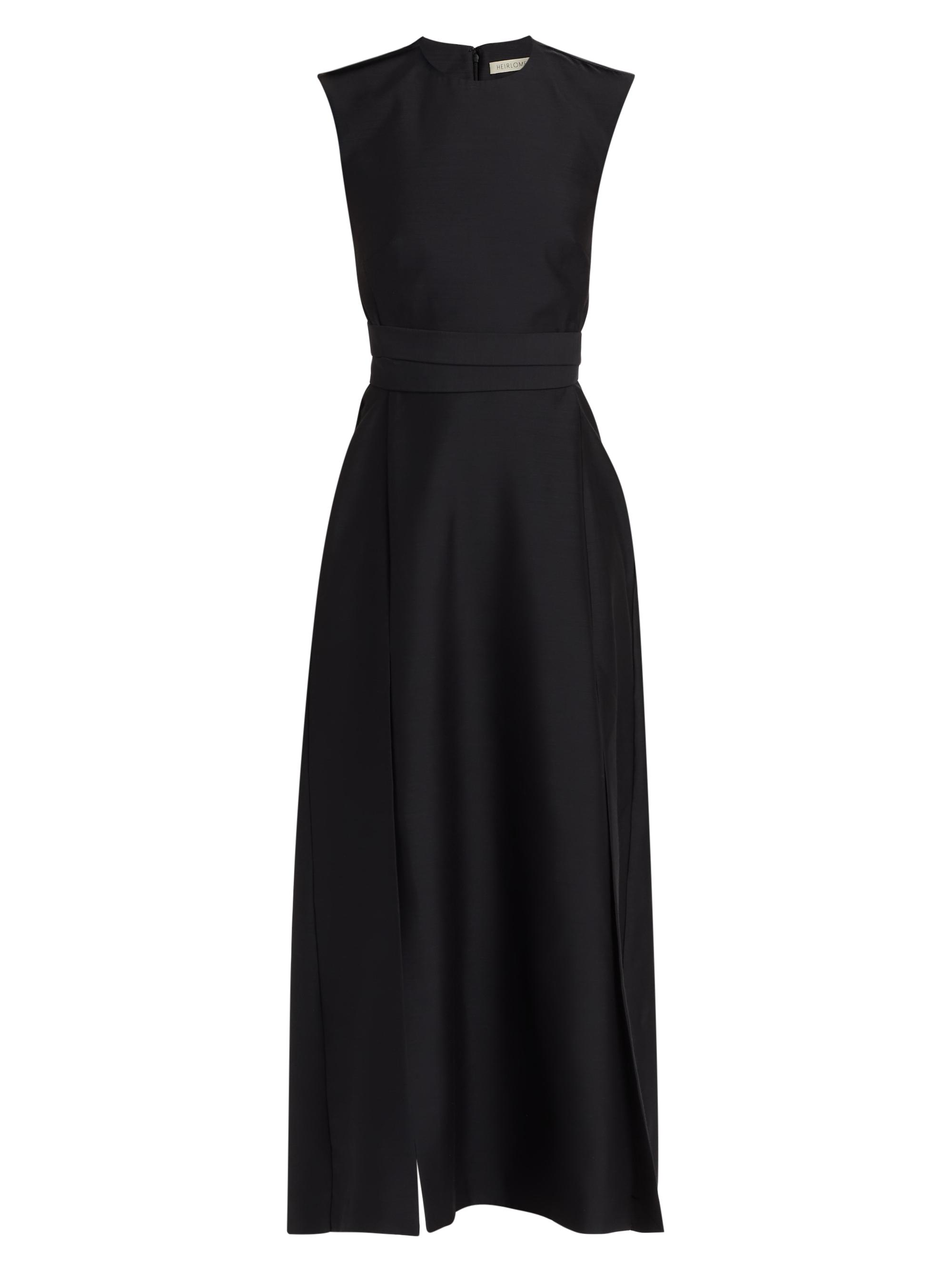 Heirlome Women's Audrey Silk-Wool Woven Faille Open-Back Maxi Dress - Black