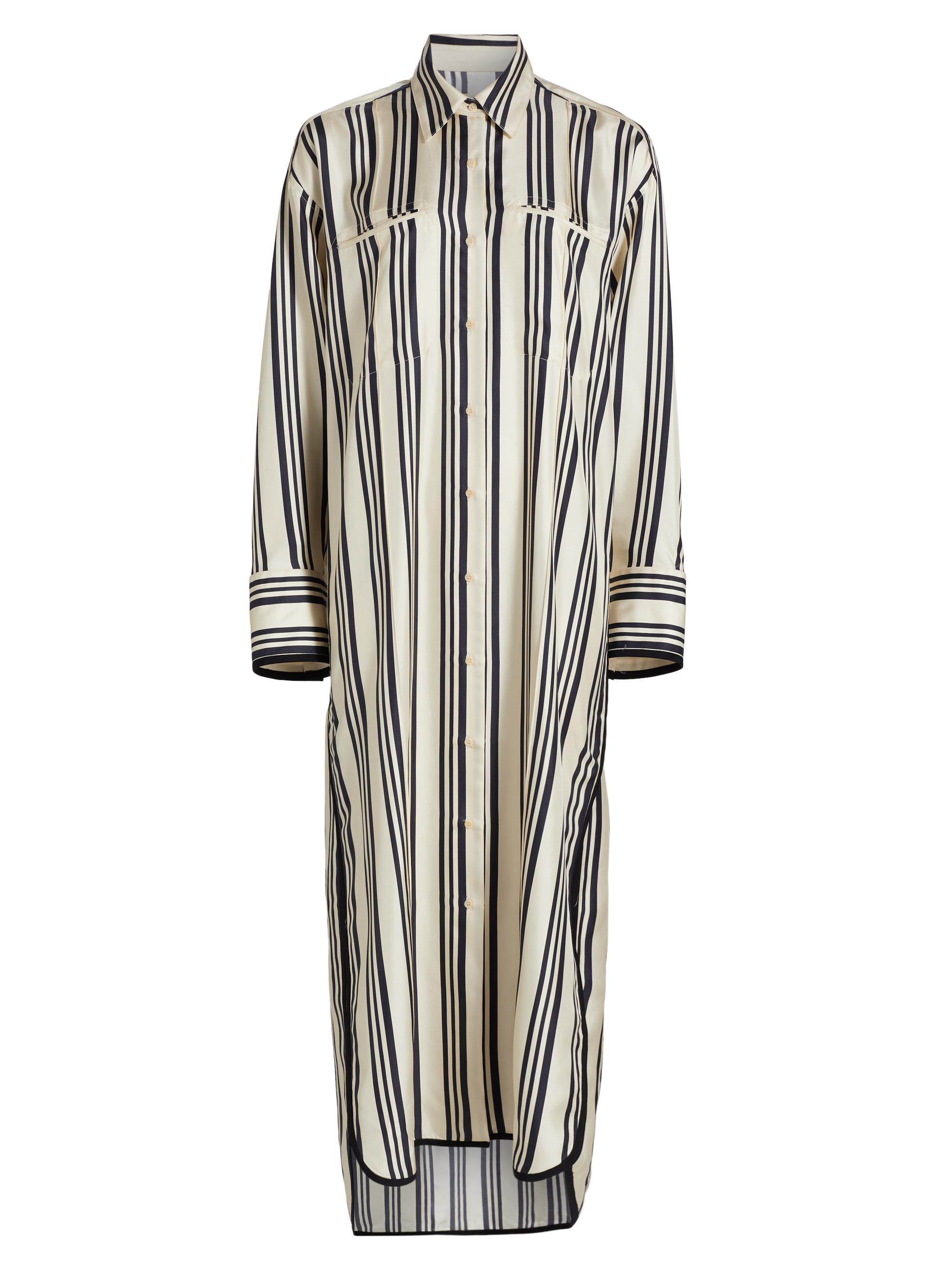 Heirlome Women's Viviana Striped Silk Maxi Shirtdress - Cream Black