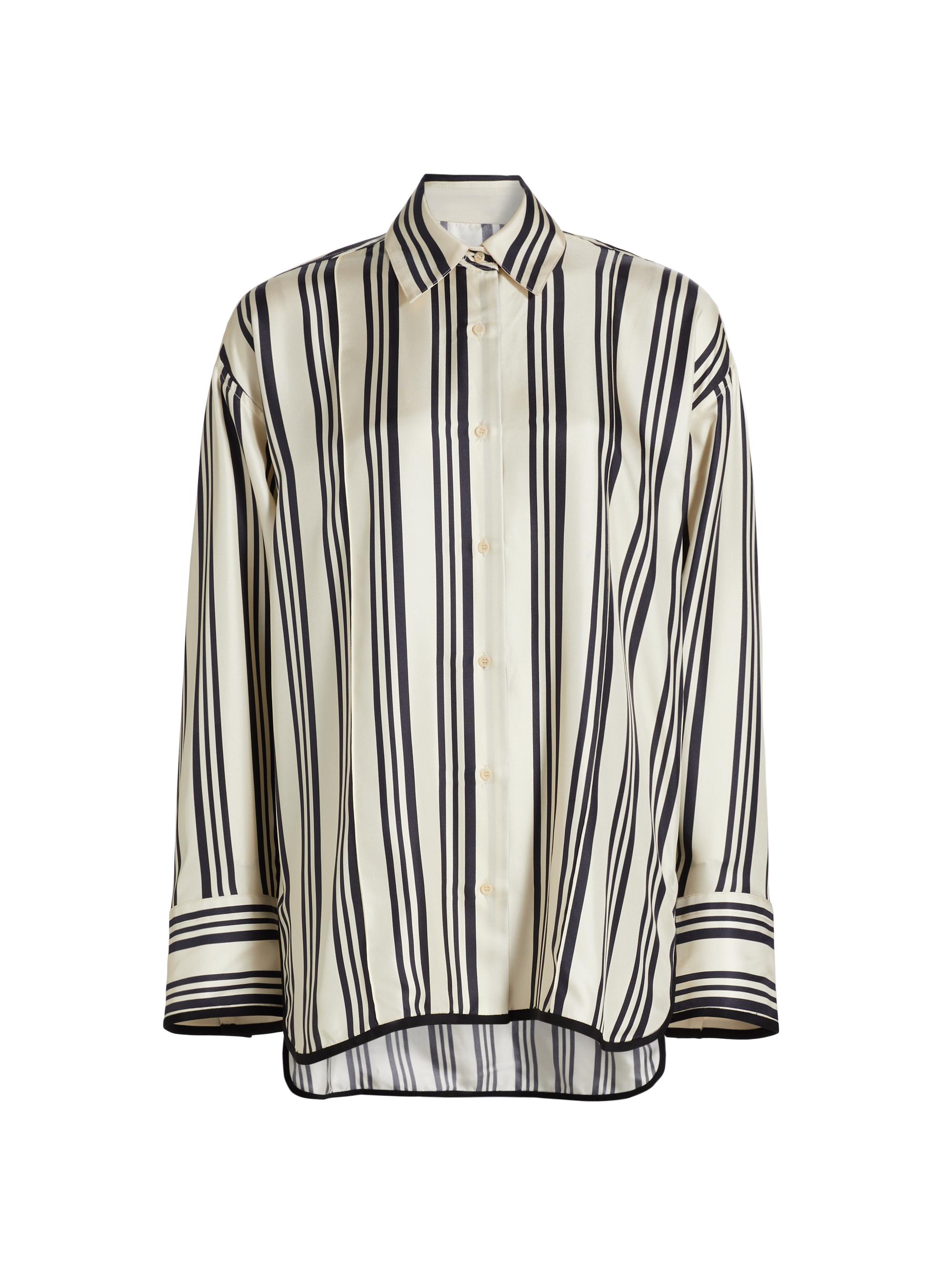 Heirlome Women's Vivi Stripe Silk Twill Shirt - Cream Black