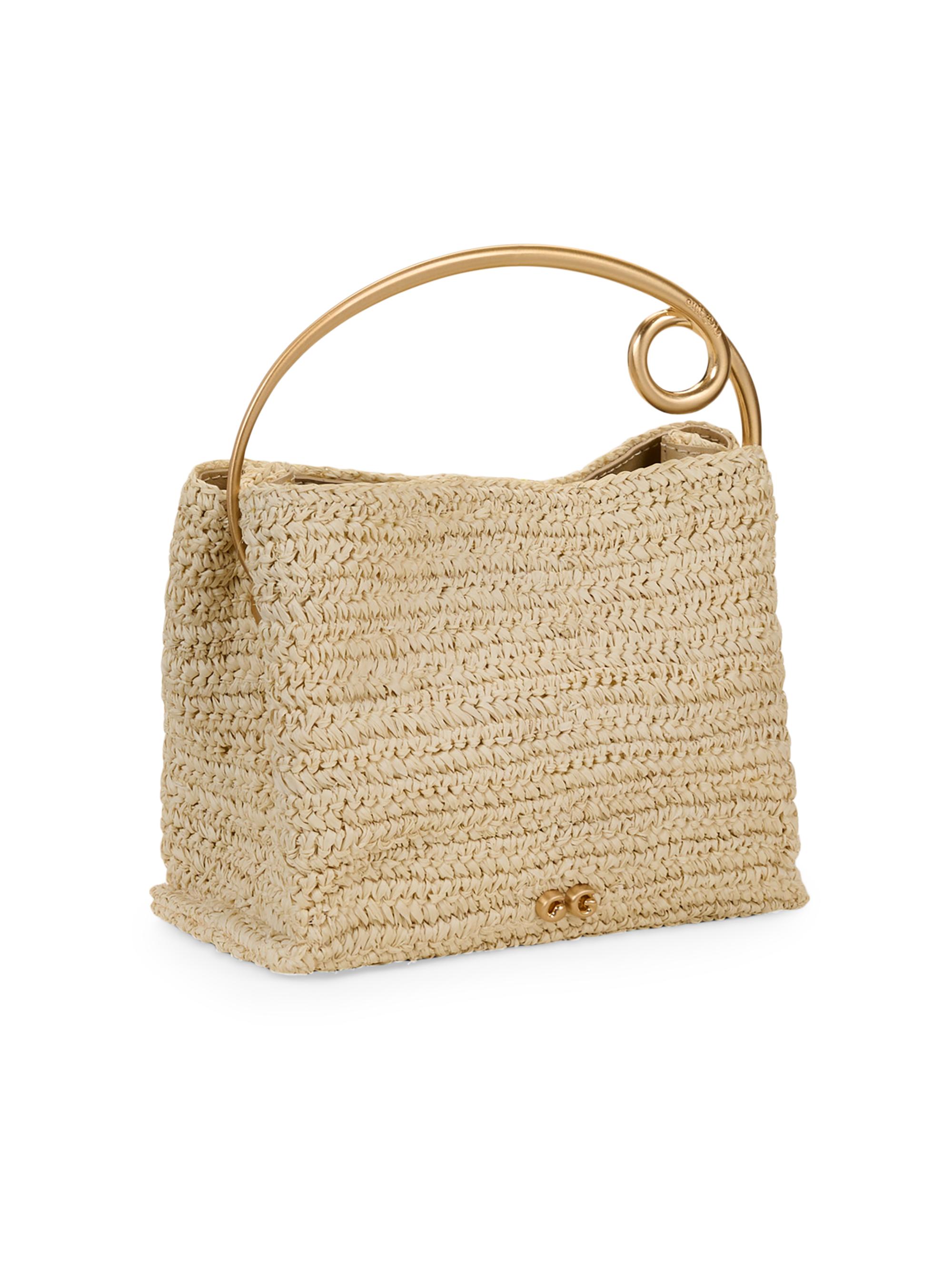 Cult Gaia Lalli Raffia-Metal Top Handle Bag | Saks Fifth Avenue