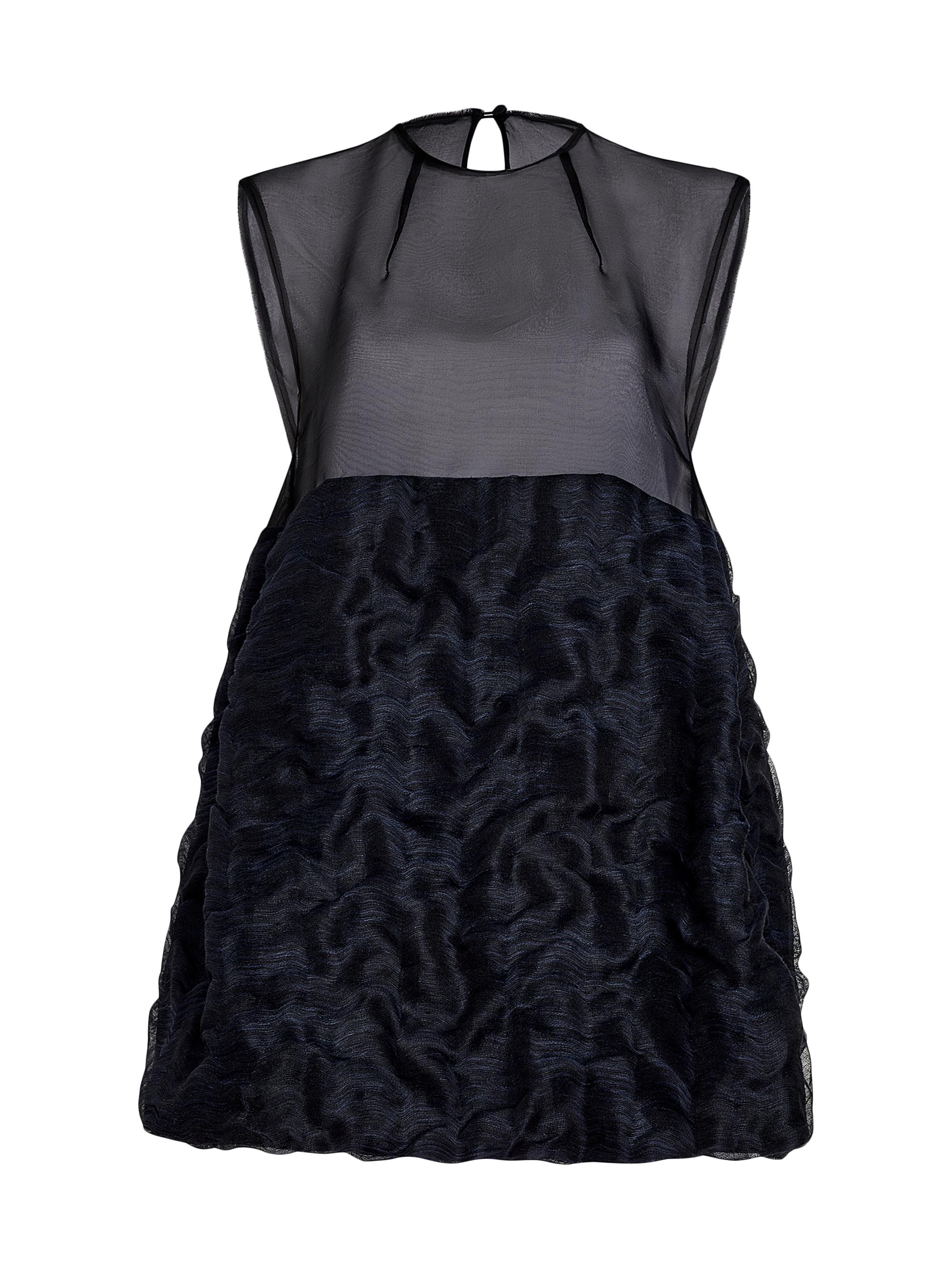 Khaite Women's Blair Linen-Blend Sheer Minidress - Dark Navy