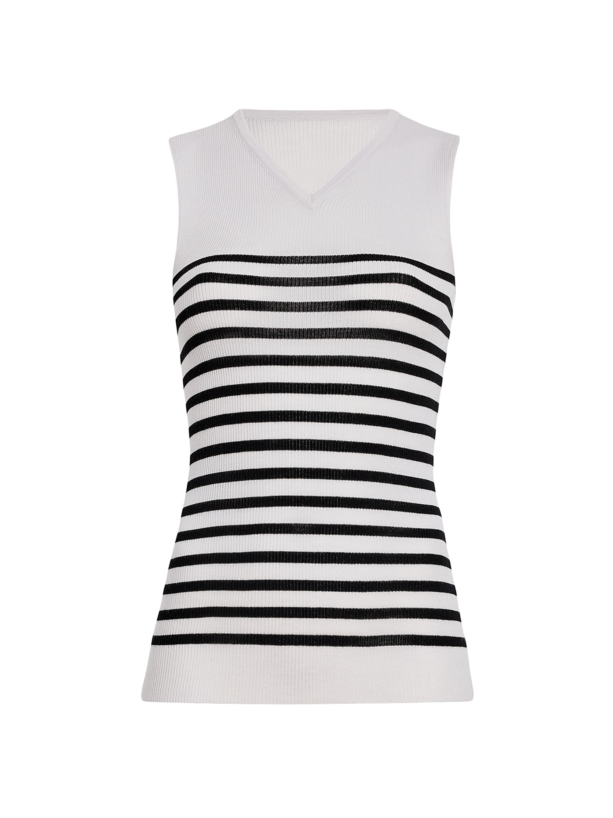 Khaite Women's Renato Wool-Blend Striped Top - Black Pearl