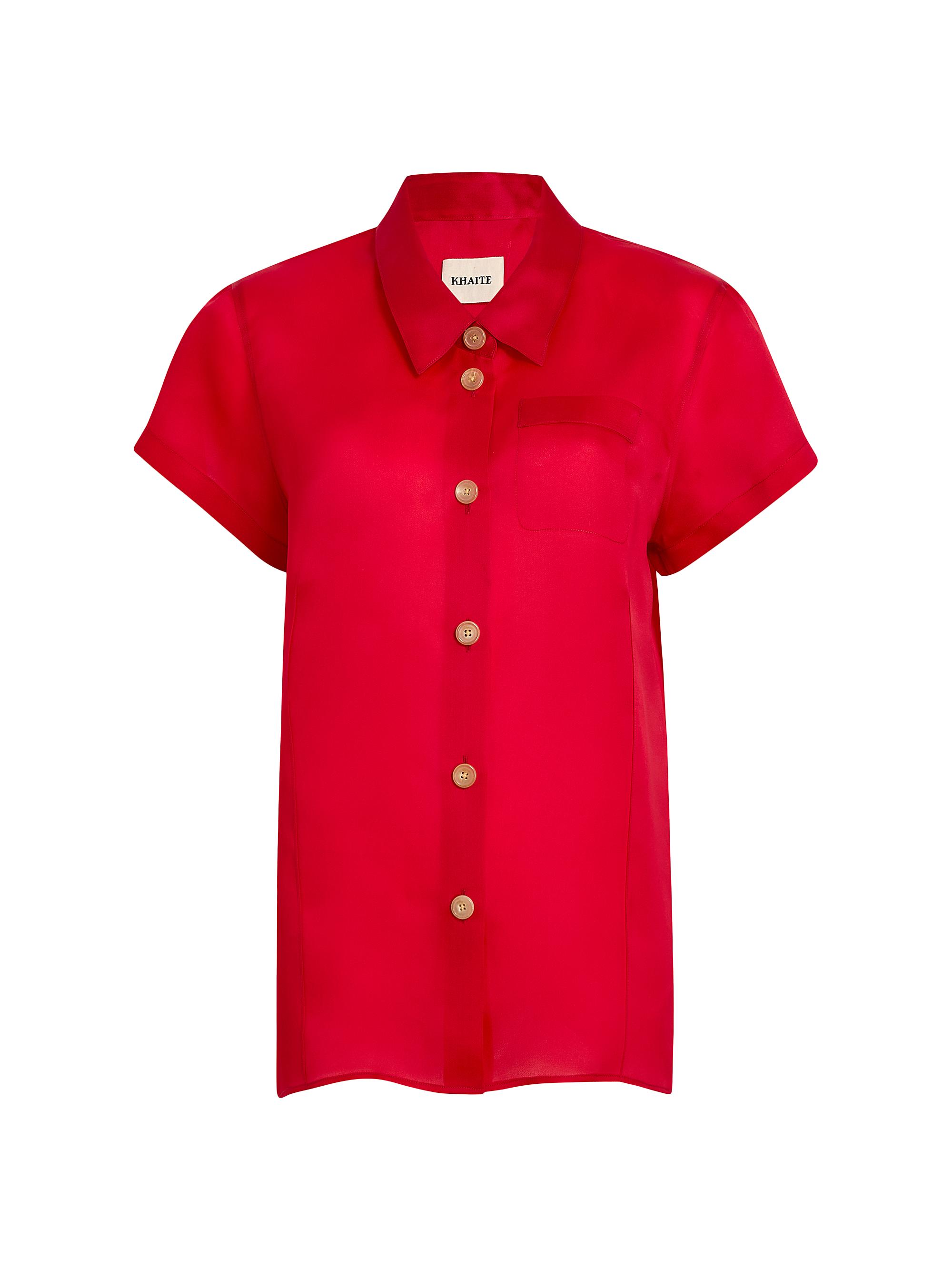 Khaite Women's Keefe Silk Button-Front Top - Raspberry