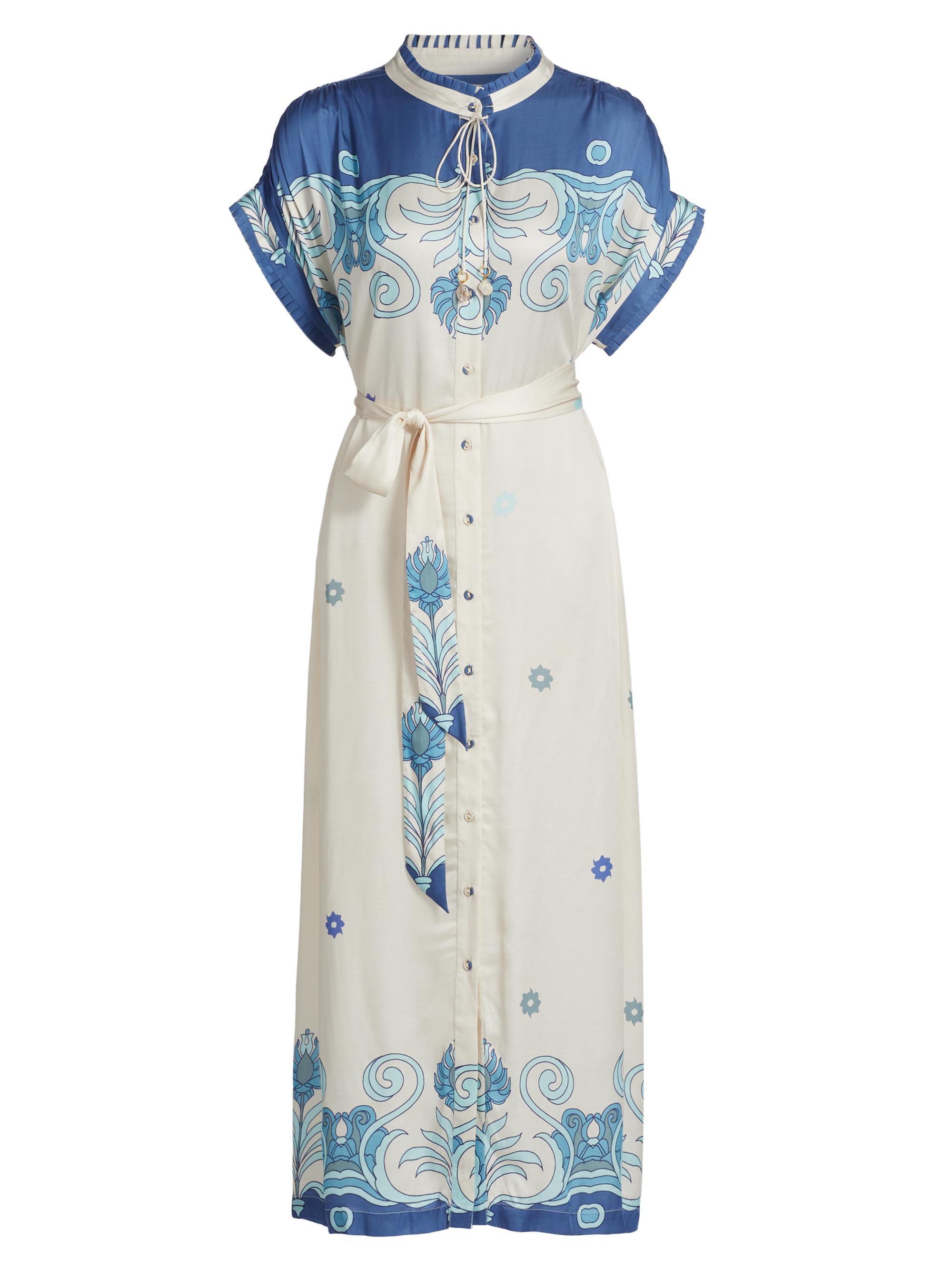 Carolina K Women's Valerie Tiles Belted Midi Caftan - Tiles Cream