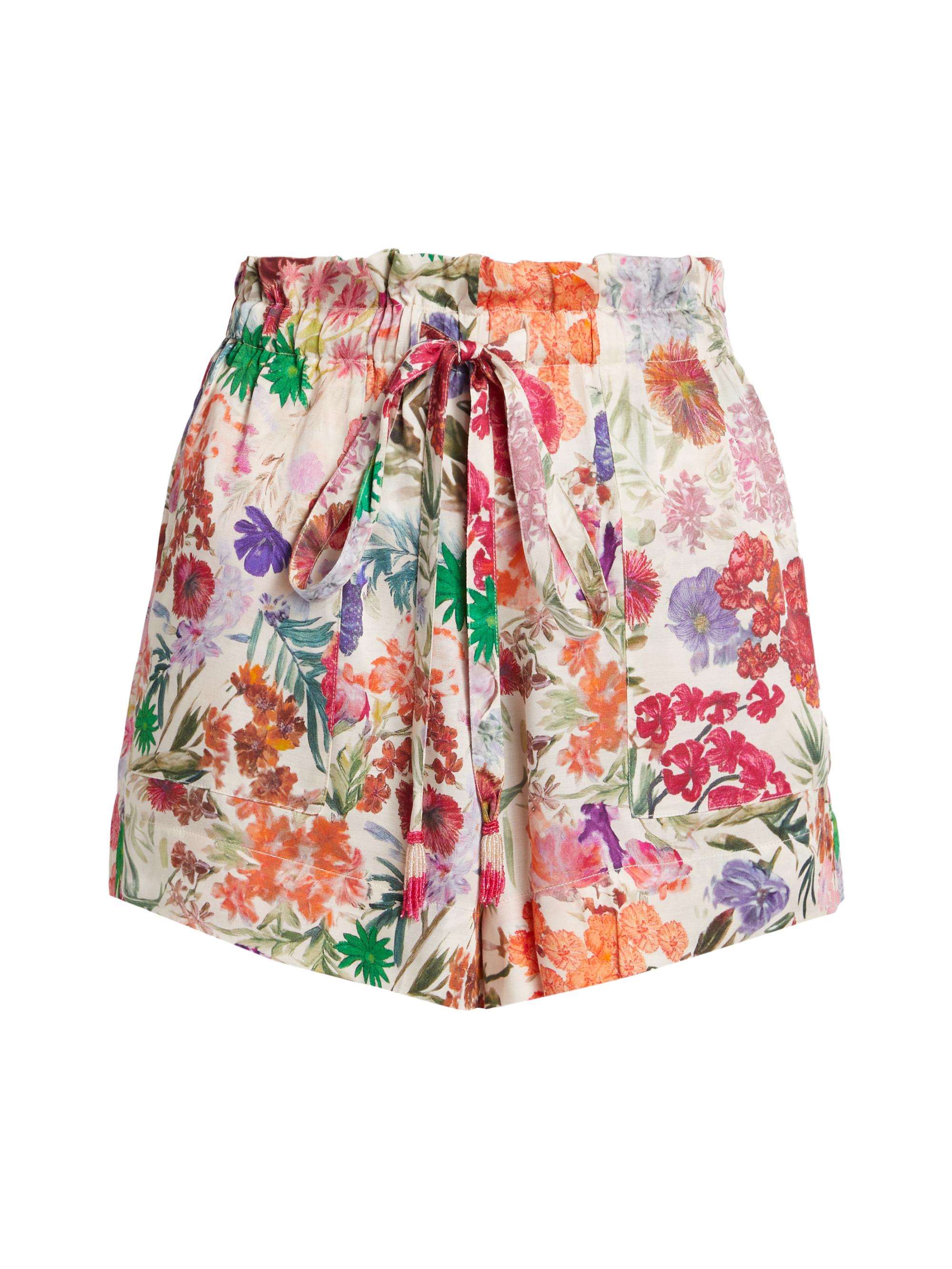 Zimmermann Floral Linen Belted Tuck Shorts | Saks Fifth Avenue