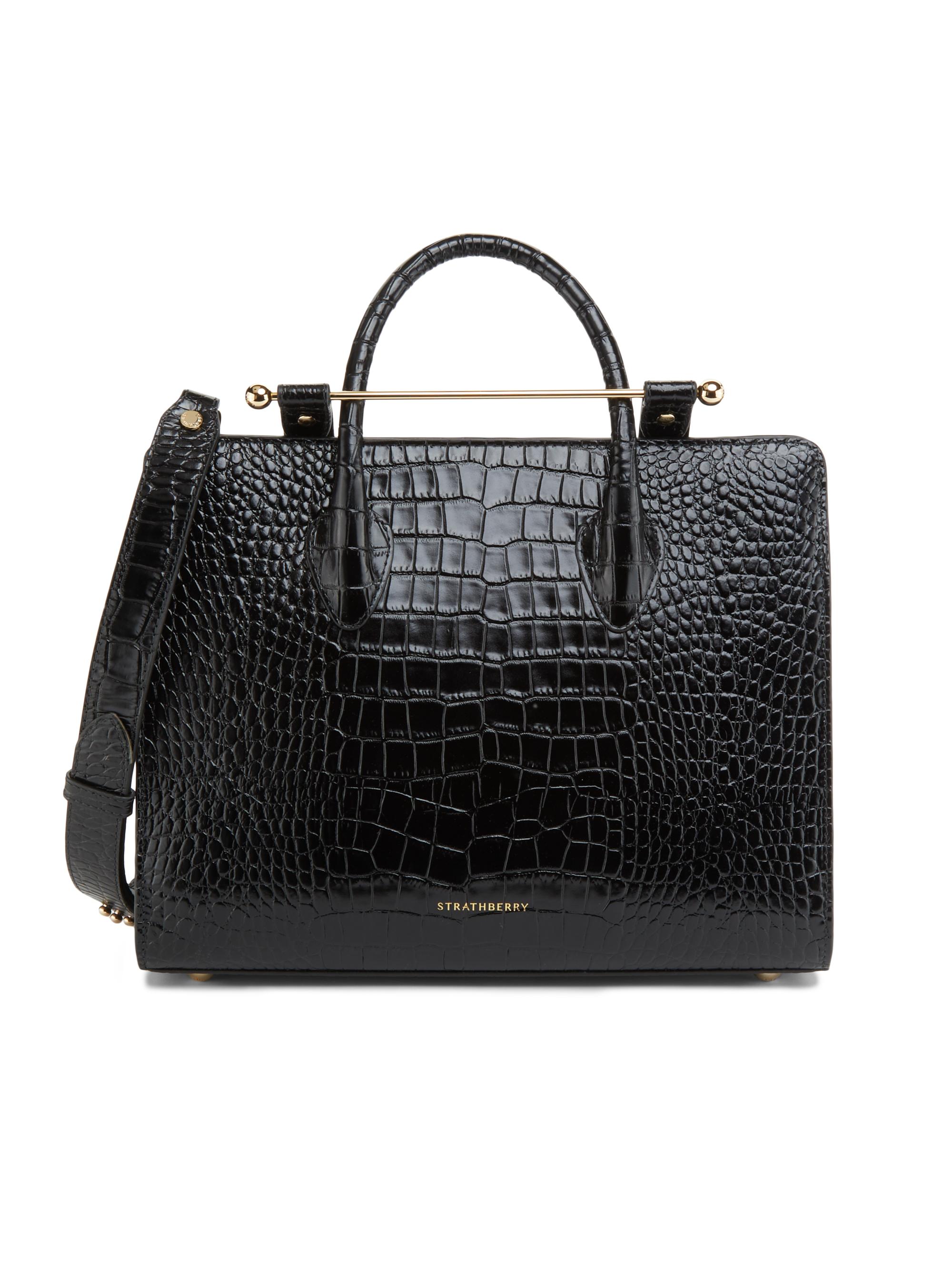 新品同様　STRATHBERRY　ショルダーバッグ　2way　スモール　ロゴ刻印 Strathberry Nano Croc-Embossed Leather Tote | Saks Fifth Avenue