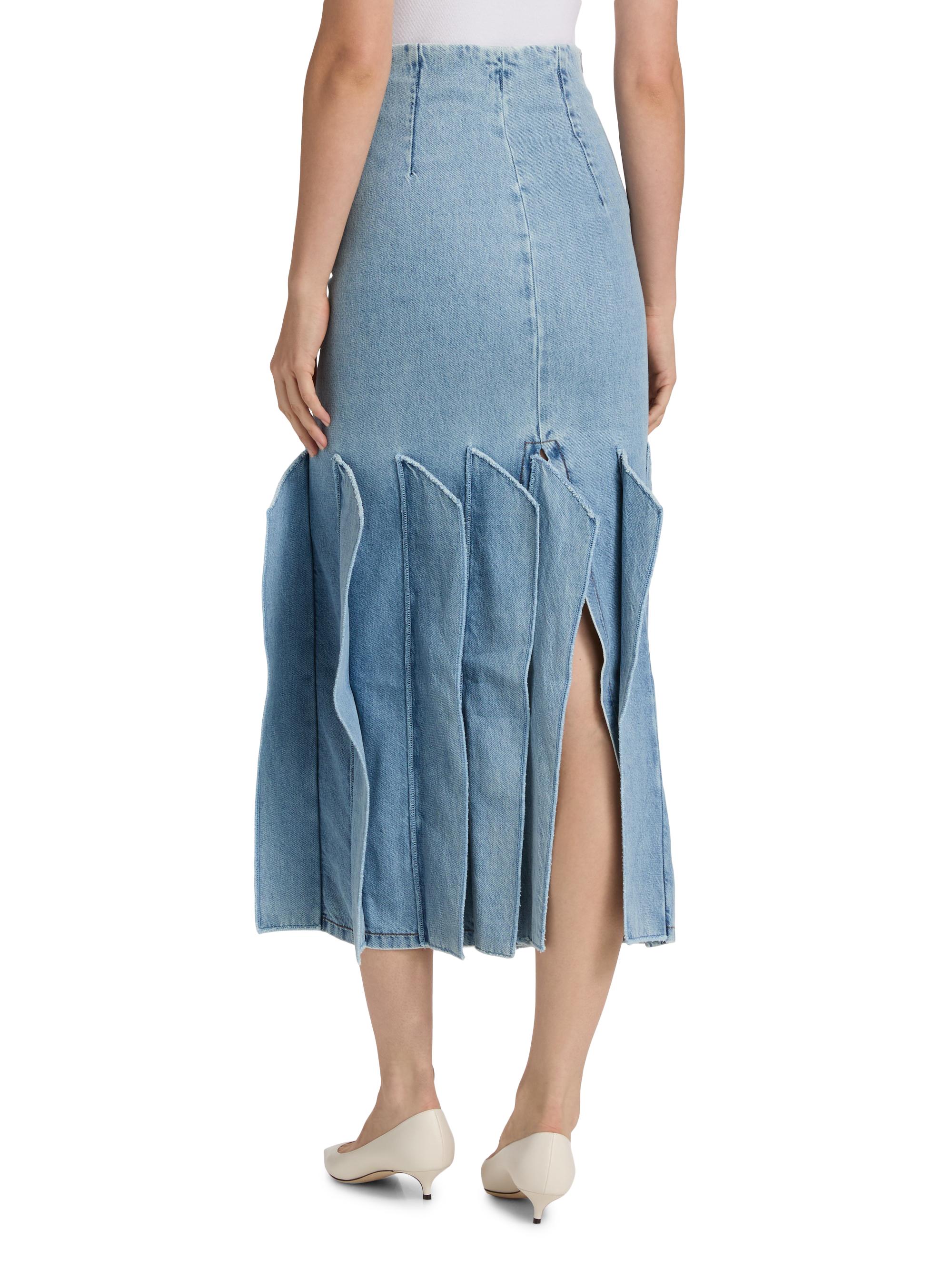Denim Panelled Midi-Skirt