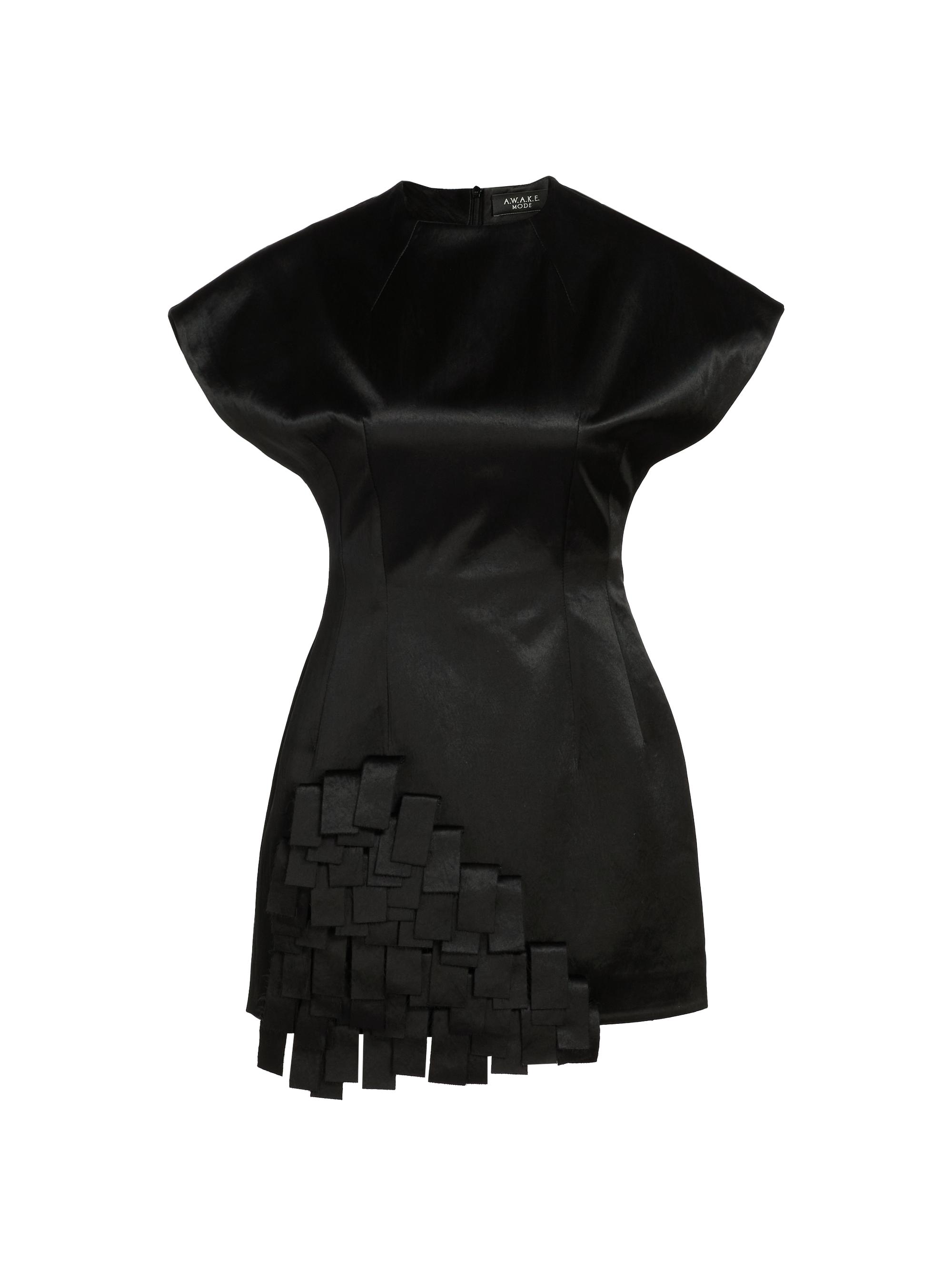 A.W.A.K.E. Mode Women's Satin Rectangle-Detailed Top - Black