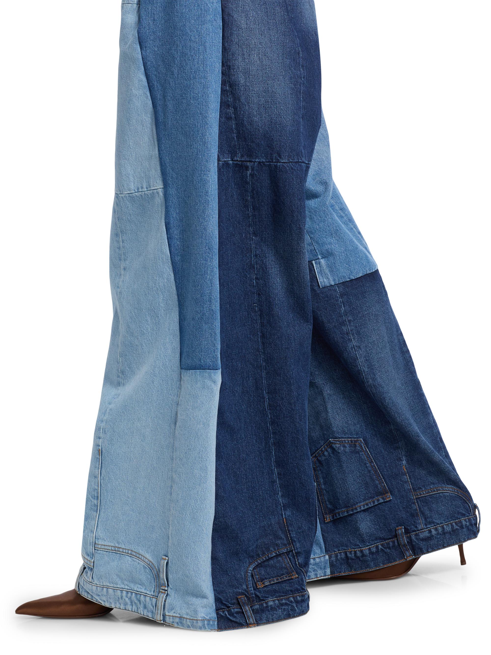 A.W.A.K.E. MODE Patchwork Belted Wide-Leg Jeans | Saks Fifth Avenue