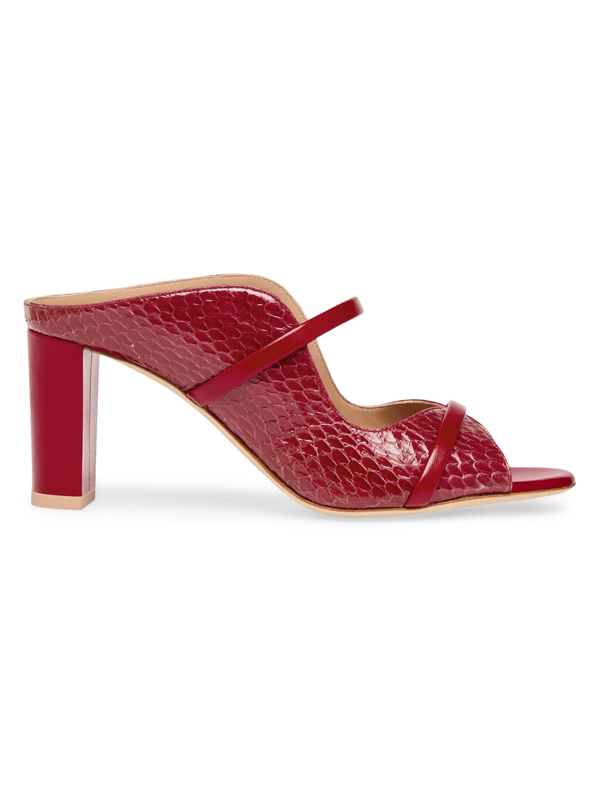Malone Souliers Women's Norah 70MM Leather Block Heel Sandals - Carmine