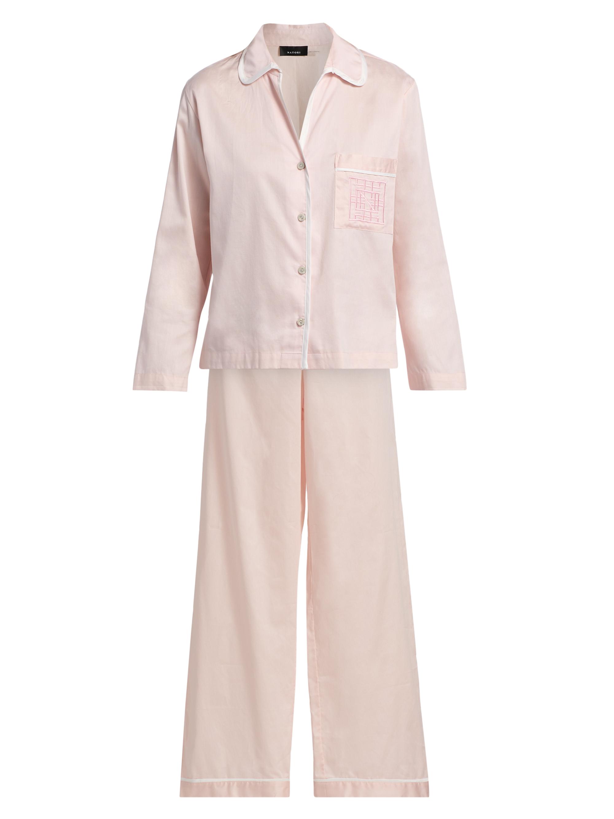 Natori Women's Essentials Embroidered Cotton Sateen Pajamas - Blush Pink