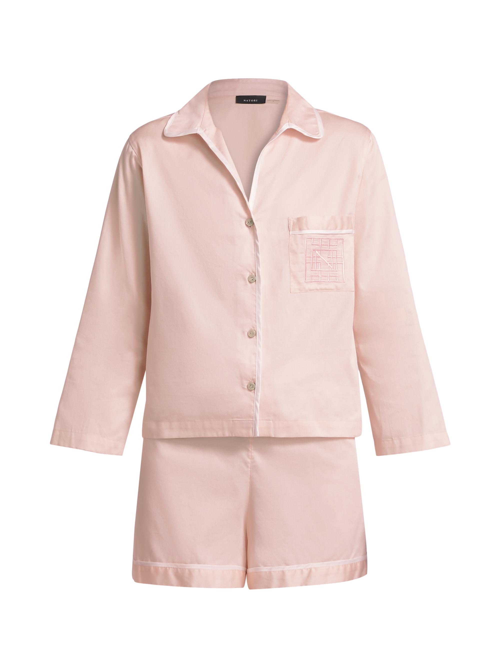 Natori Women's Embroidered Essentials Cotton Sateen Short Pajamas - Blush Pink