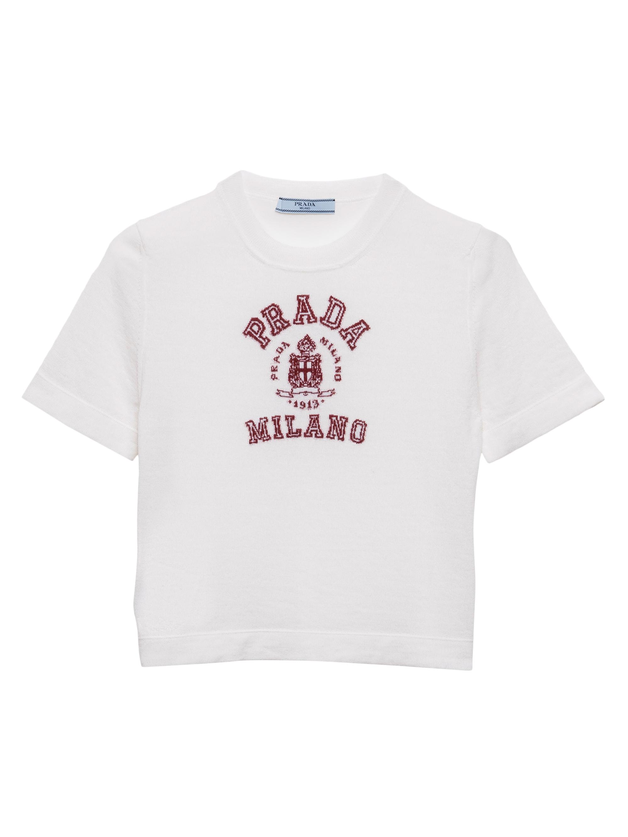 Prada Women's Cashmere Intarsia T-Shirt - White