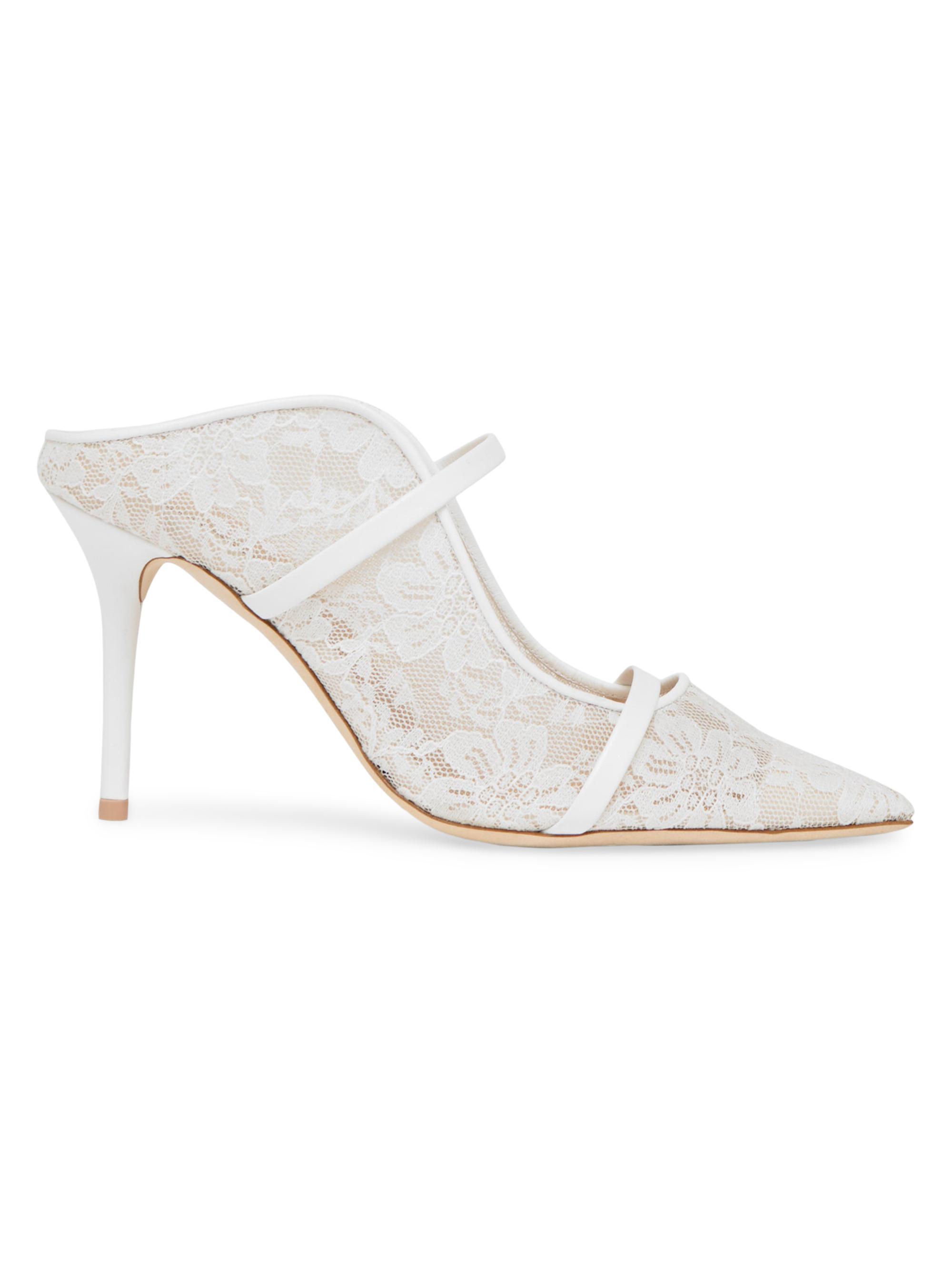 Malone Souliers Women's Maureen 85MM Lace Mules - White