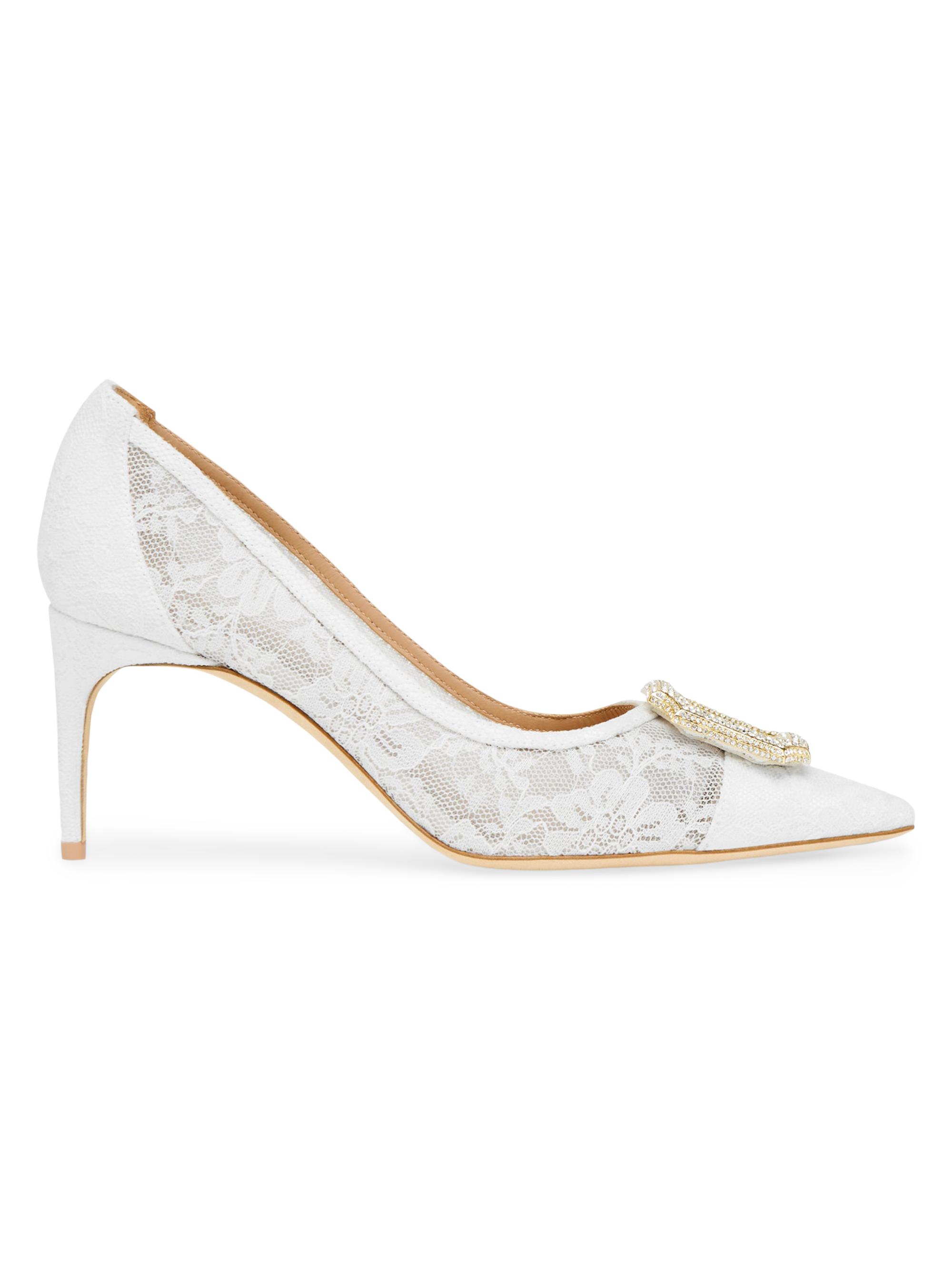 Malone Souliers Women's Monroe 70MM Lace Pumps - White